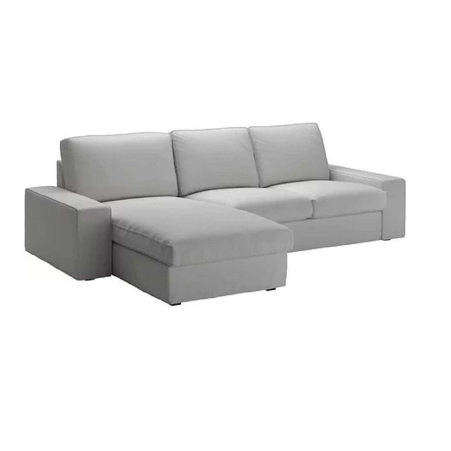 Ikea Kivil Light Grey Sectional Sofa & Storage Ottoman - image-0