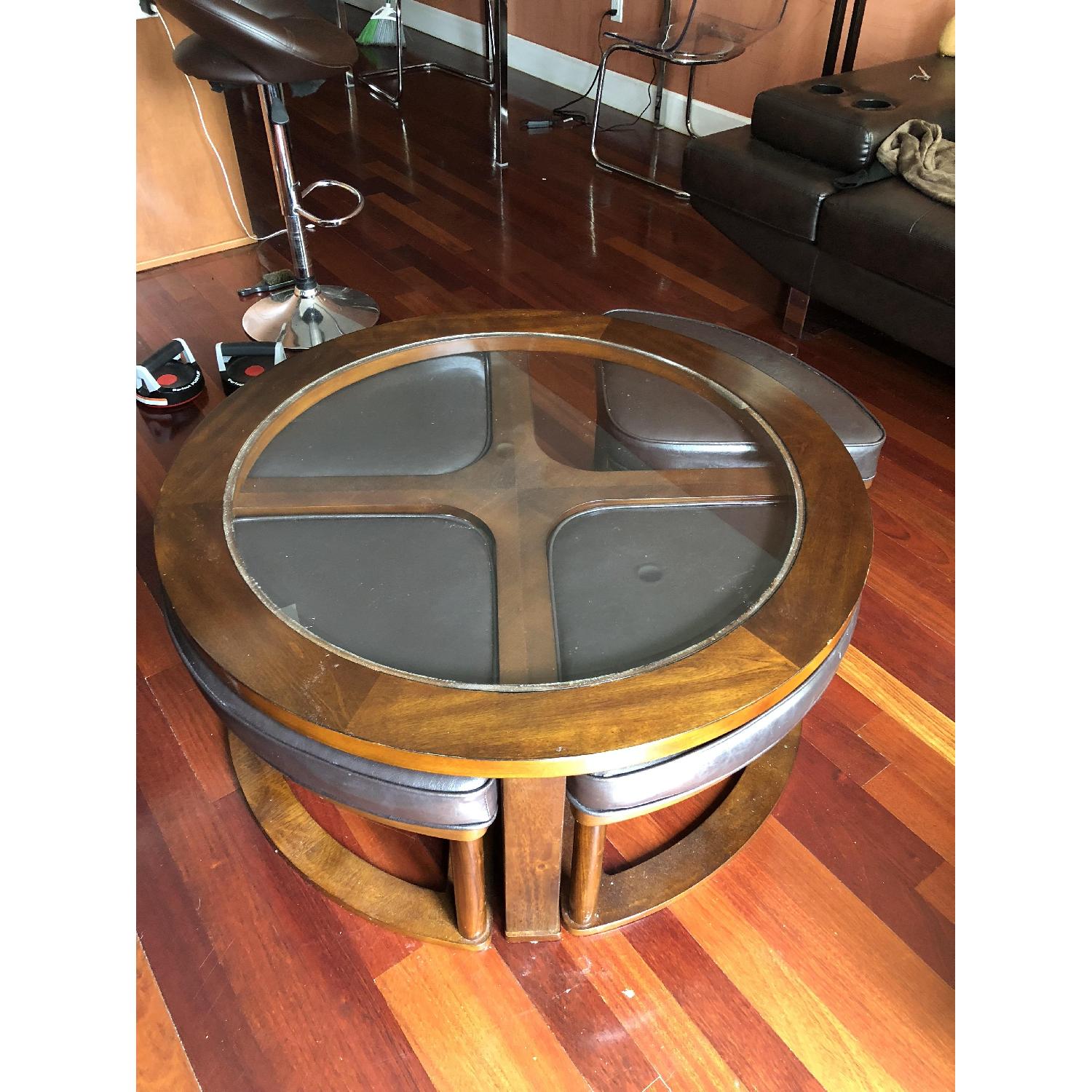 Ashley Marion Coffee Table w/ 4 Ottomans - image-1