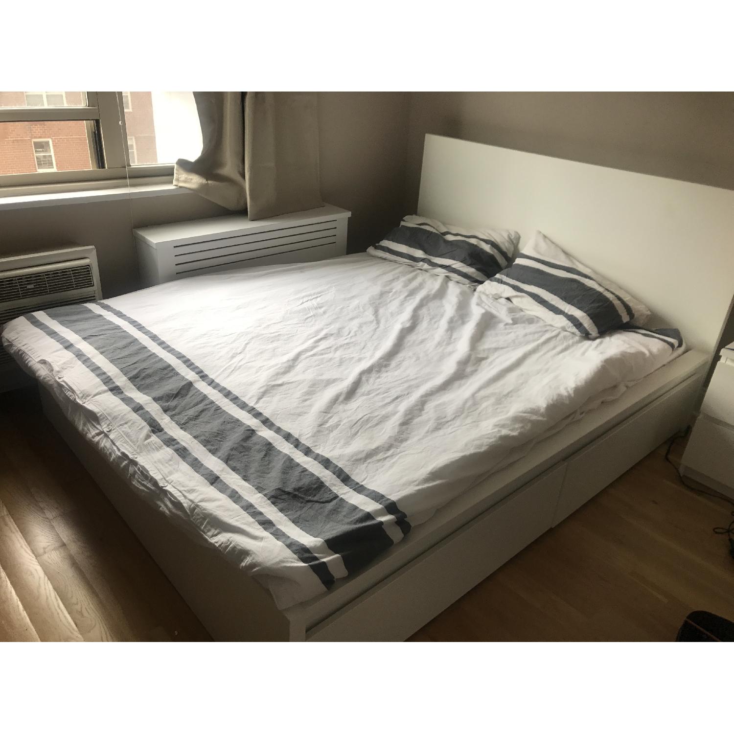 Ikea Malm White Bed Frame w/ Storage - image-1