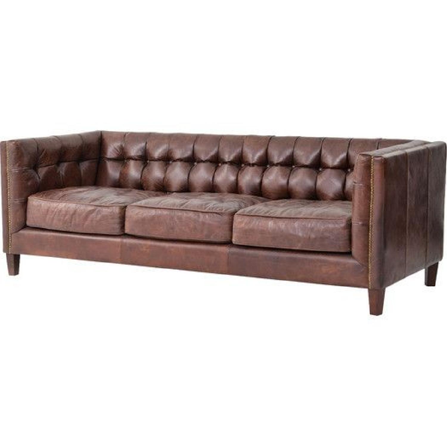 Dcor Design Abbott Vintage Cigar Tufted Leather Sofa Aptdeco