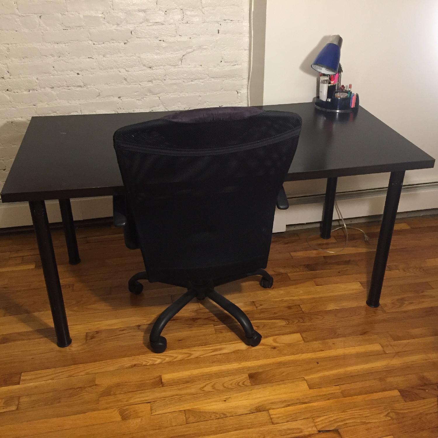 Black Office Computer Desk & Chair - image-0