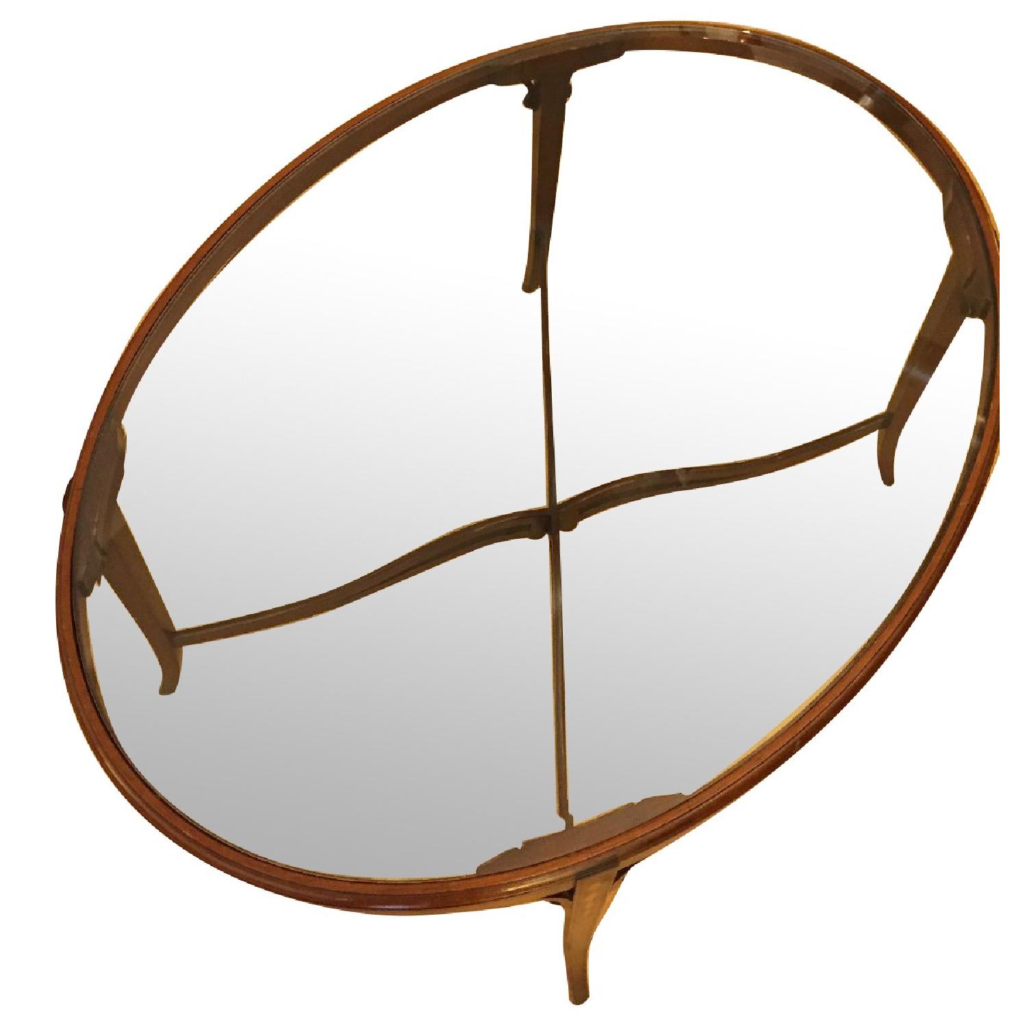 Oval Glass & Wood Coffee Table - image-0