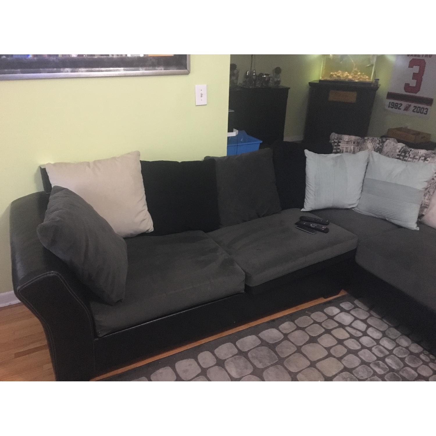 Gray & Black 2 Piece Sectional Sofa - image-1