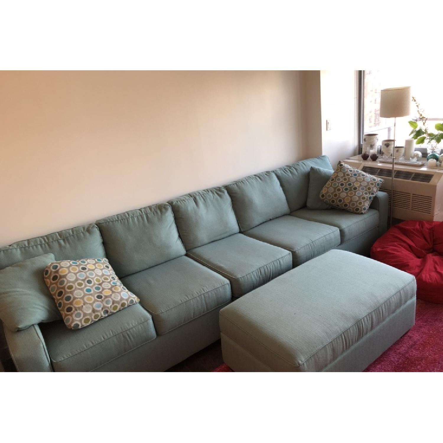 Jennifer Convertibles Aqua Green Sectional Sofa & Ottoman - image-6