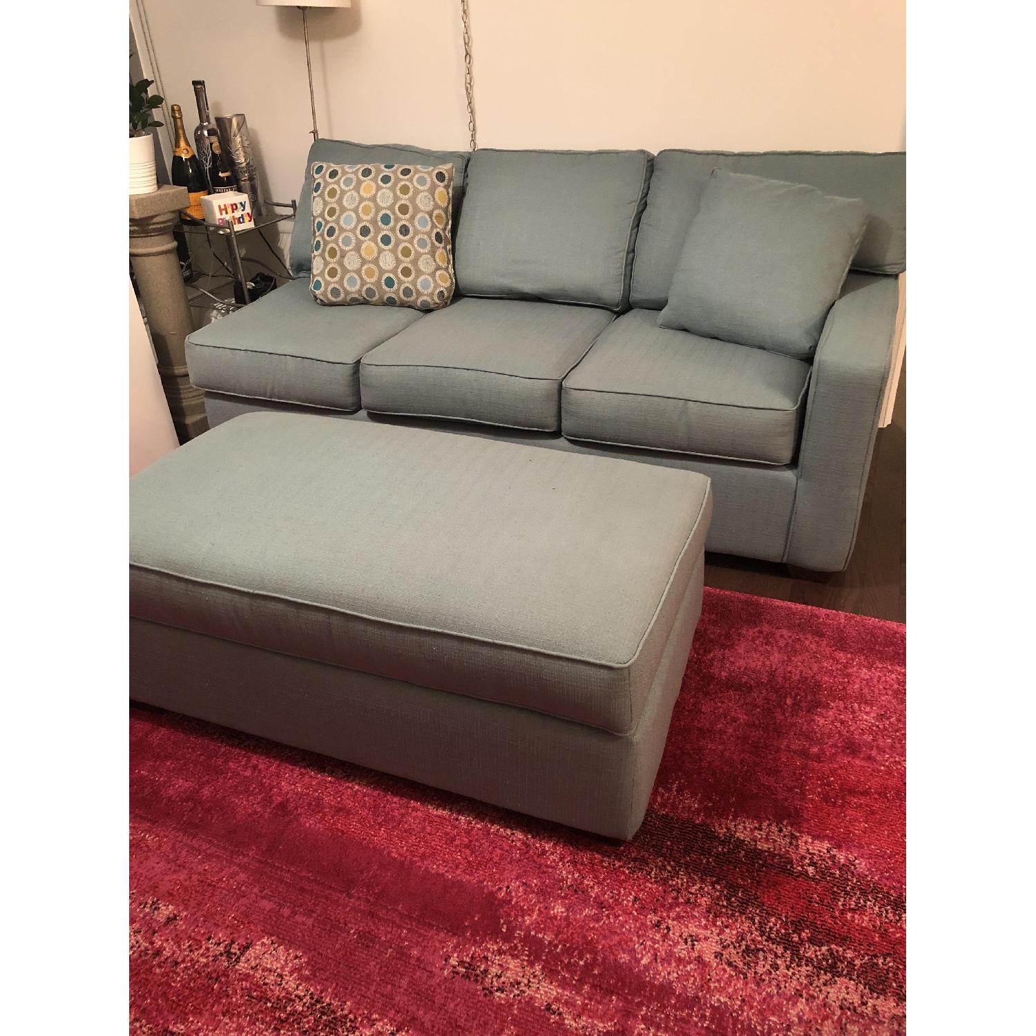 Jennifer Convertibles Aqua Green Sectional Sofa & Ottoman - image-10