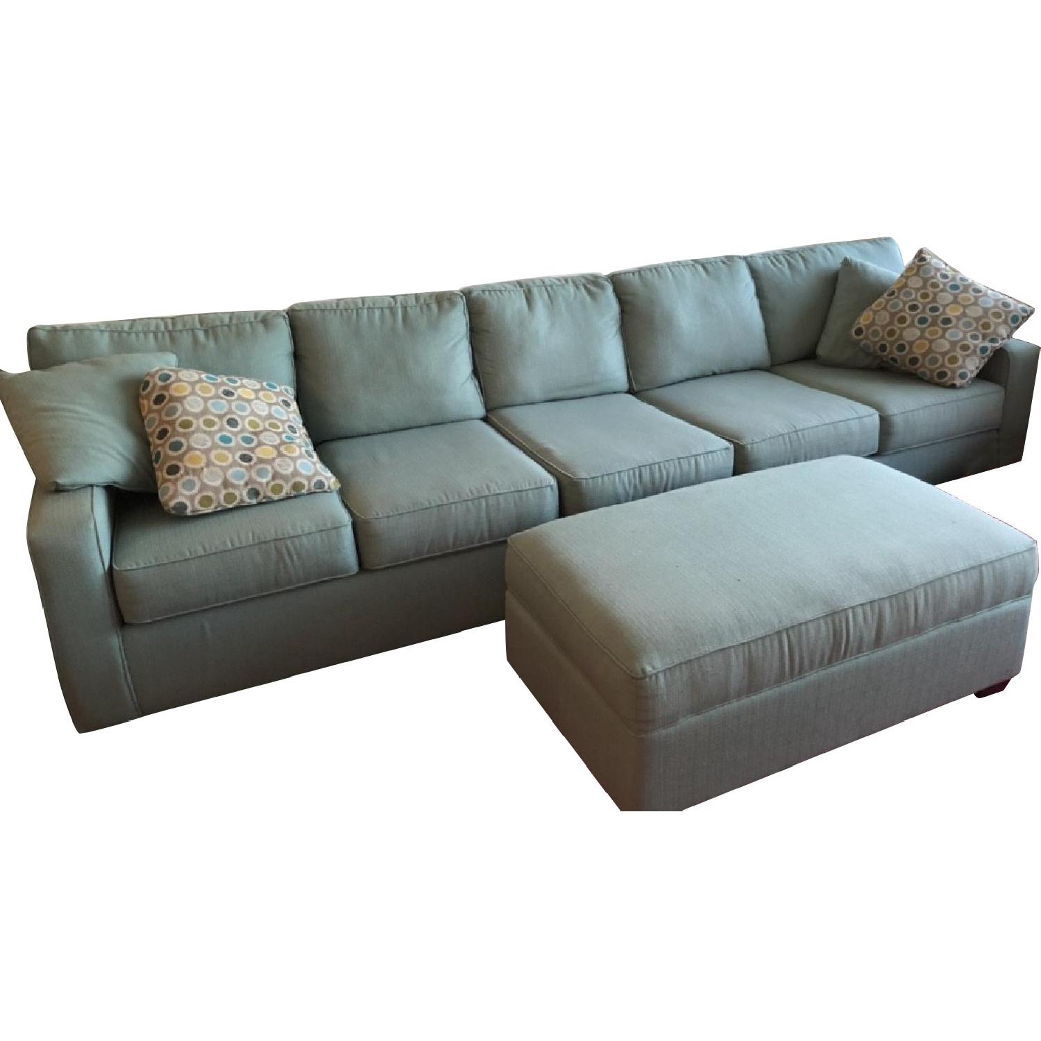 Jennifer Convertibles Aqua Green Sectional Sofa & Ottoman - image-0