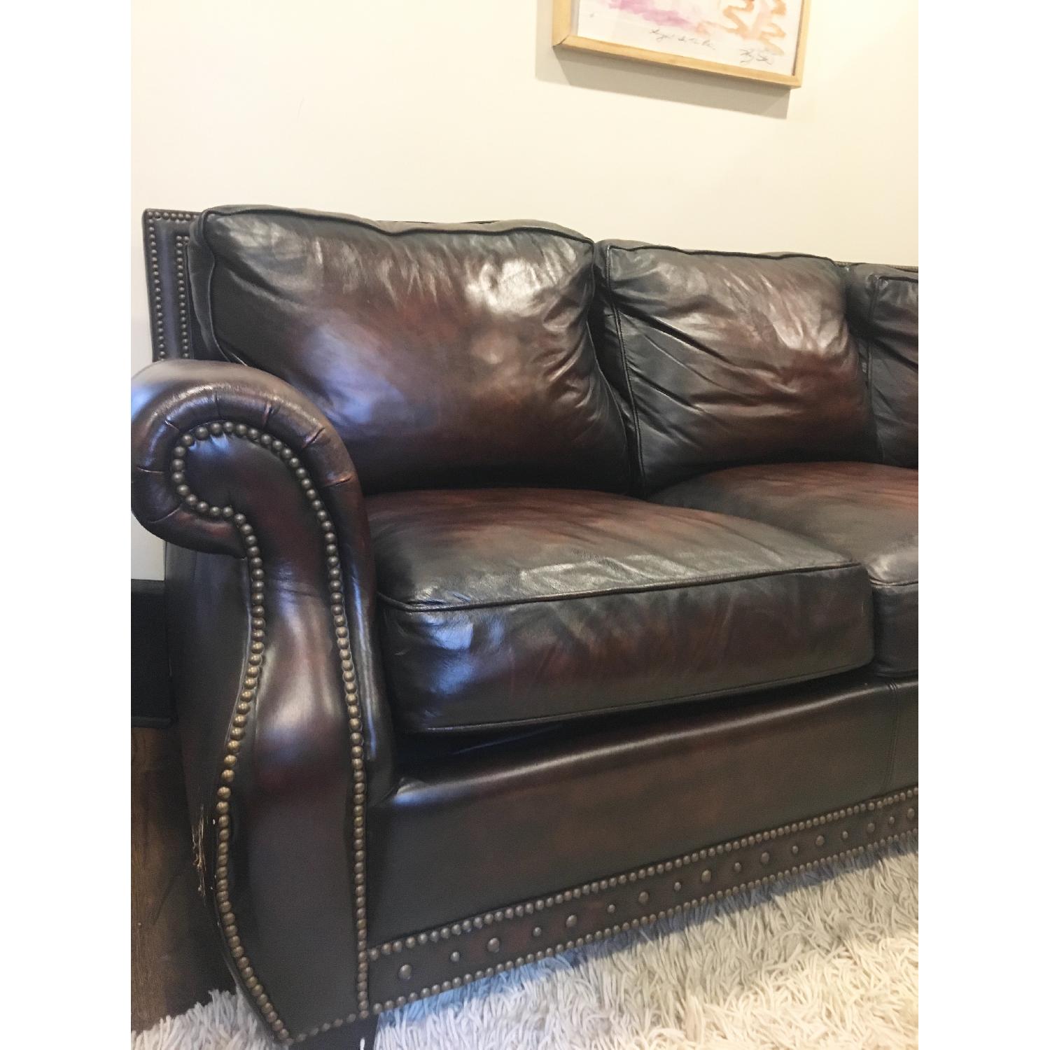 Bernhardt Leather Sofa w/ Nailheads - image-1