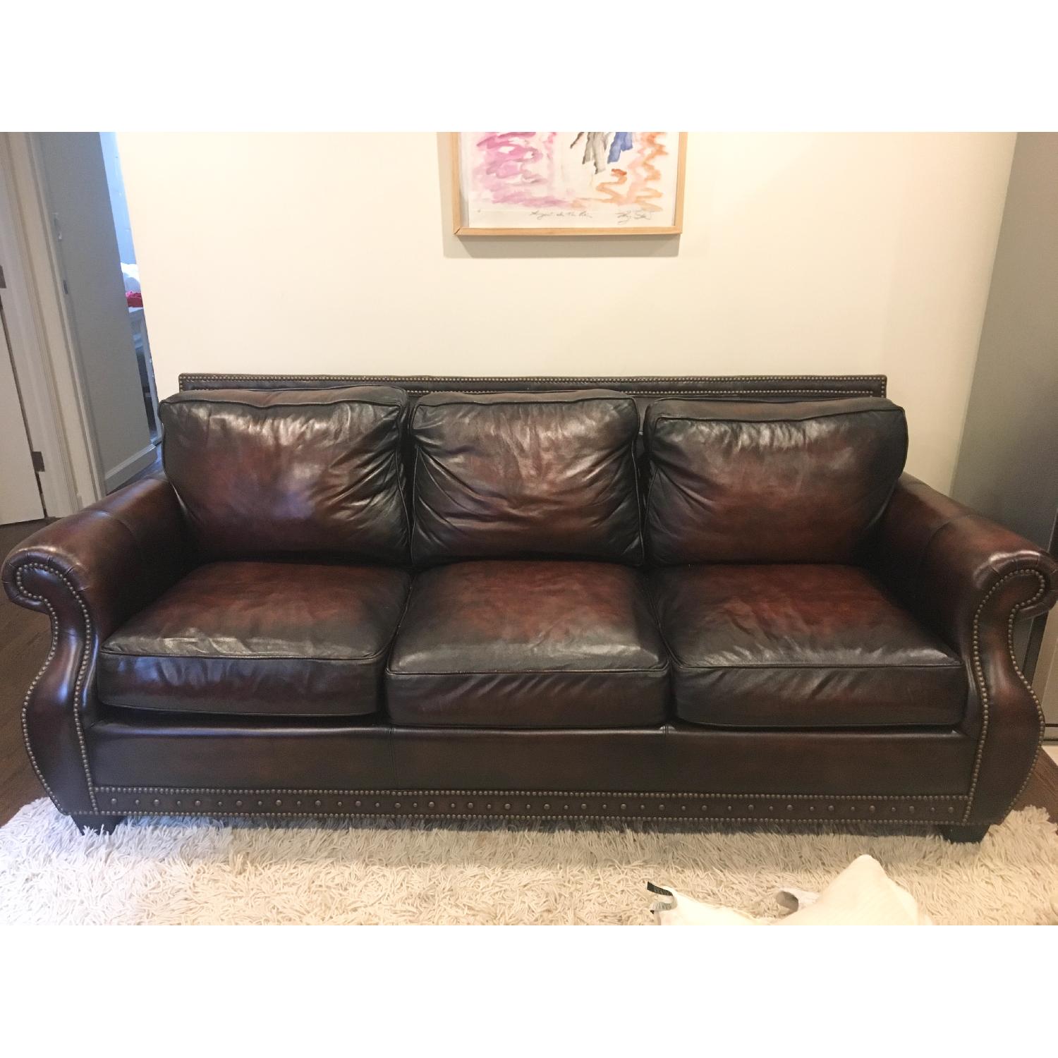 Bernhardt Leather Sofa w/ Nailheads - image-2
