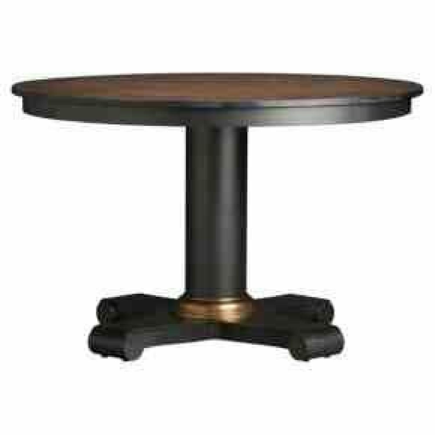 Crate & Barrel Copper Top Table w/ 4 Orange Lacquer Chairs - image-5