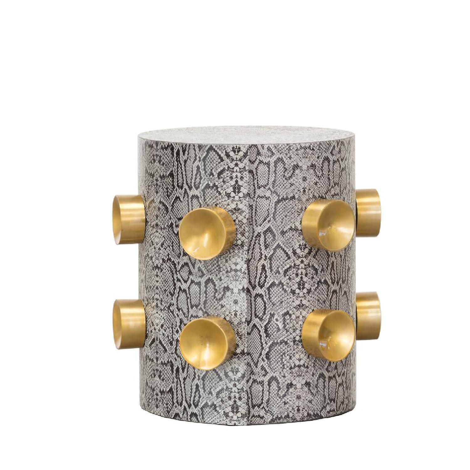 Snake Skin Embossed Leather Side Tables - image-2