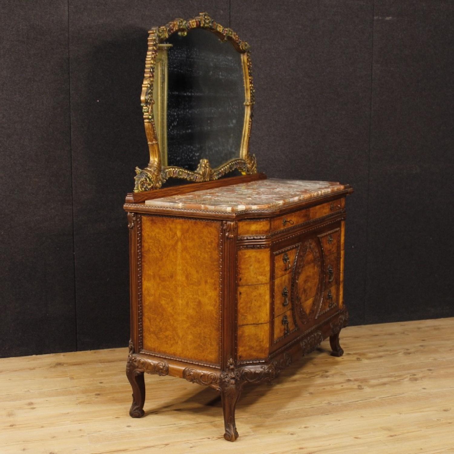 Italian Wood Dresser w/ Mirror & Marble Top - image-3