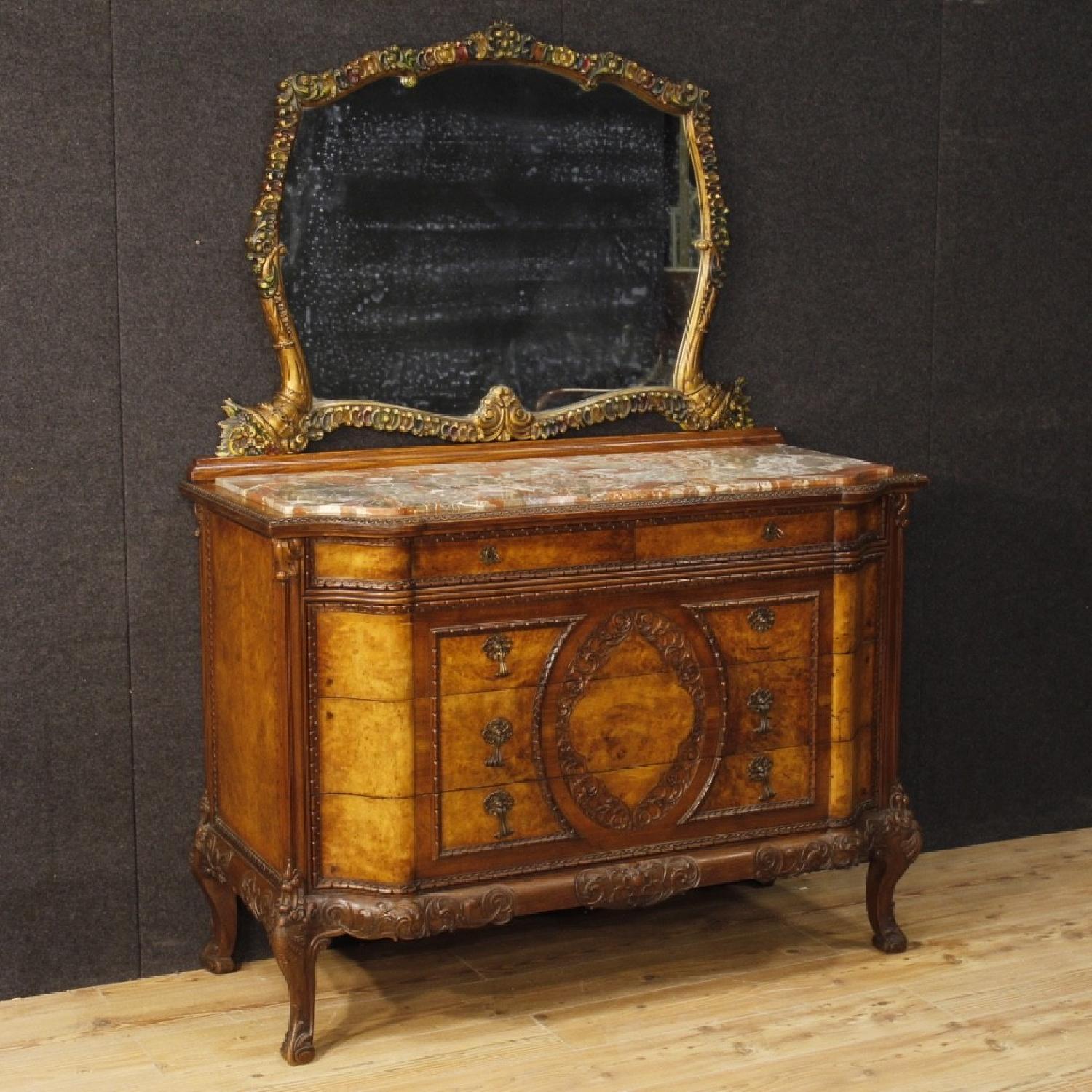 Italian Wood Dresser w/ Mirror & Marble Top - image-6