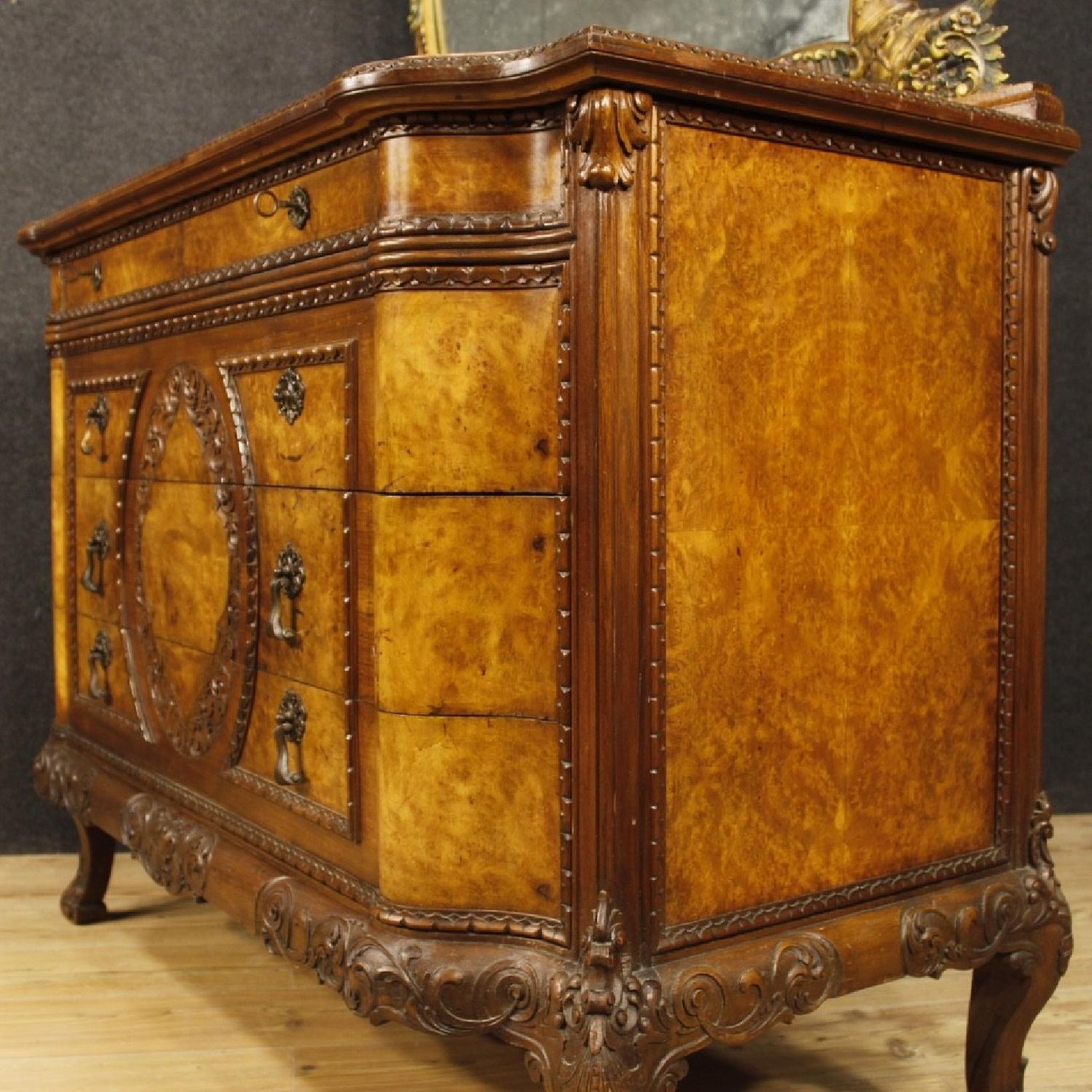 Italian Wood Dresser w/ Mirror & Marble Top - image-7