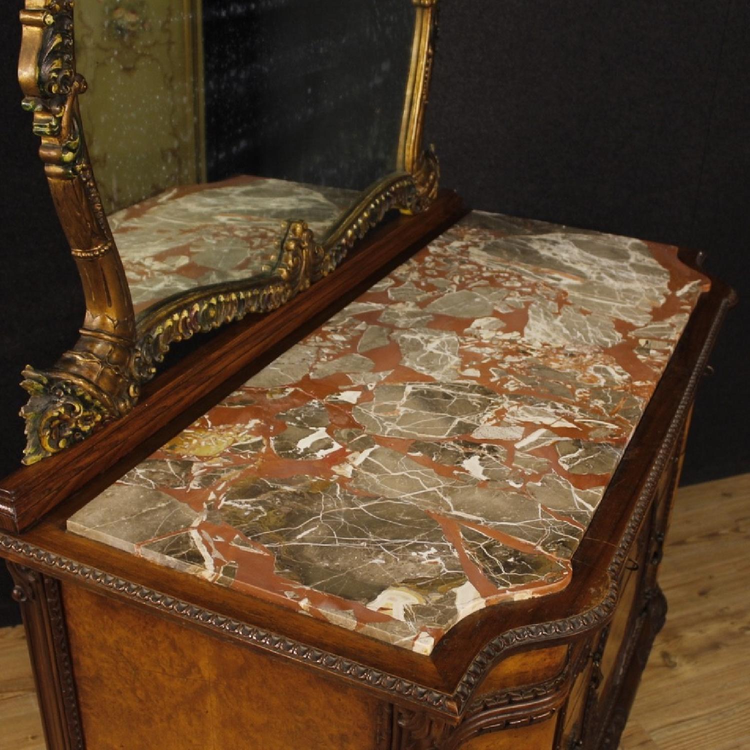 Italian Wood Dresser w/ Mirror & Marble Top - image-9