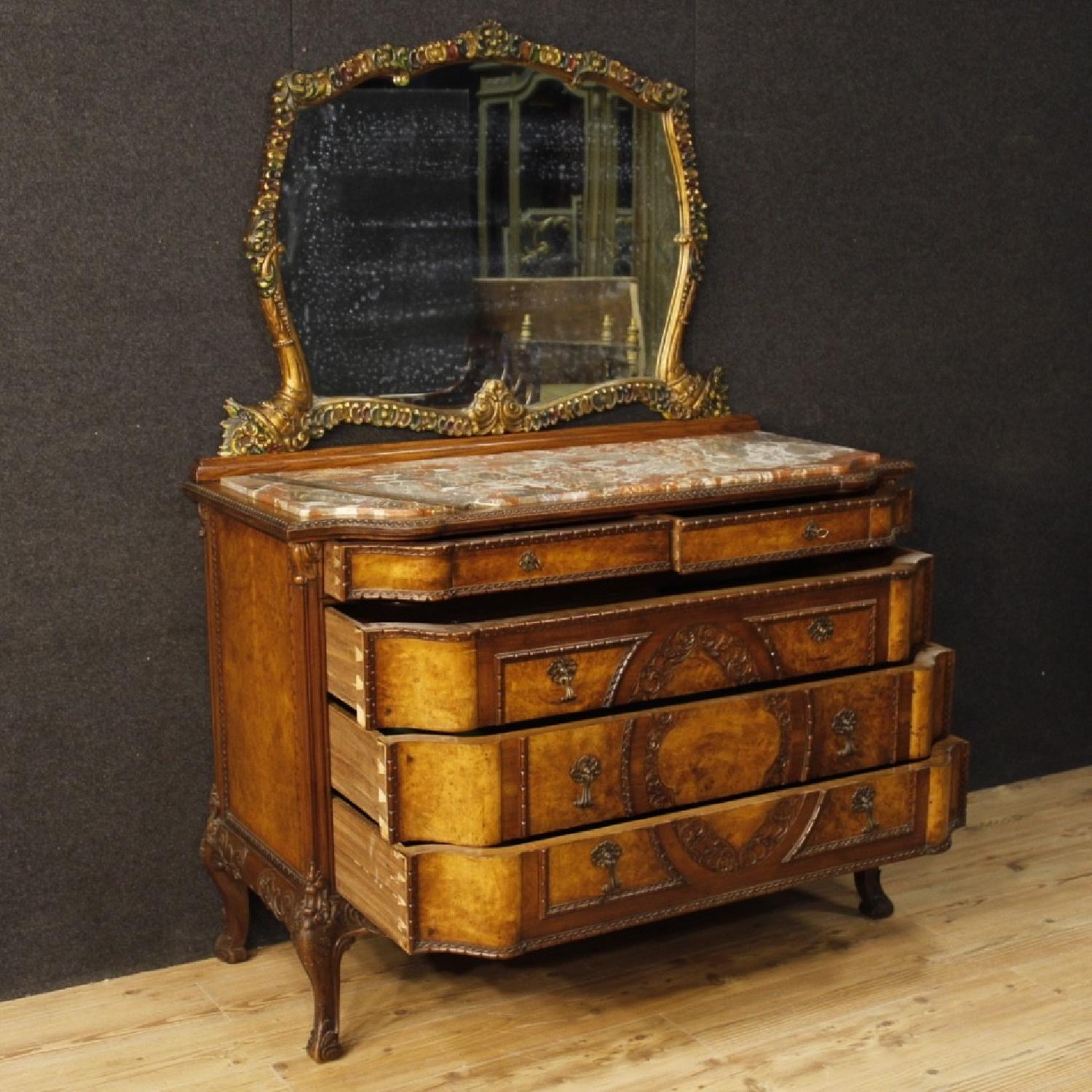 Italian Wood Dresser w/ Mirror & Marble Top - image-10