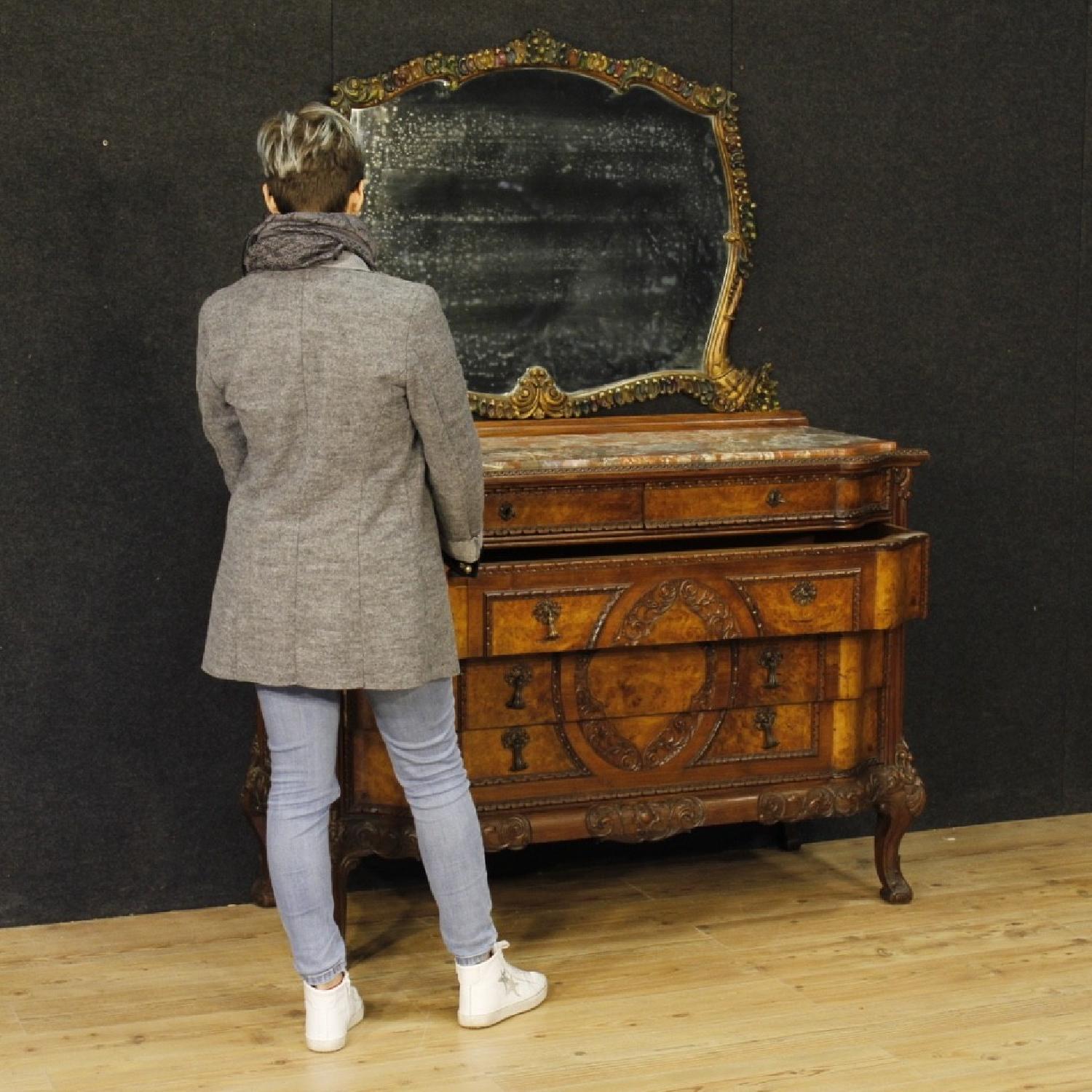 Italian Wood Dresser w/ Mirror & Marble Top - image-12