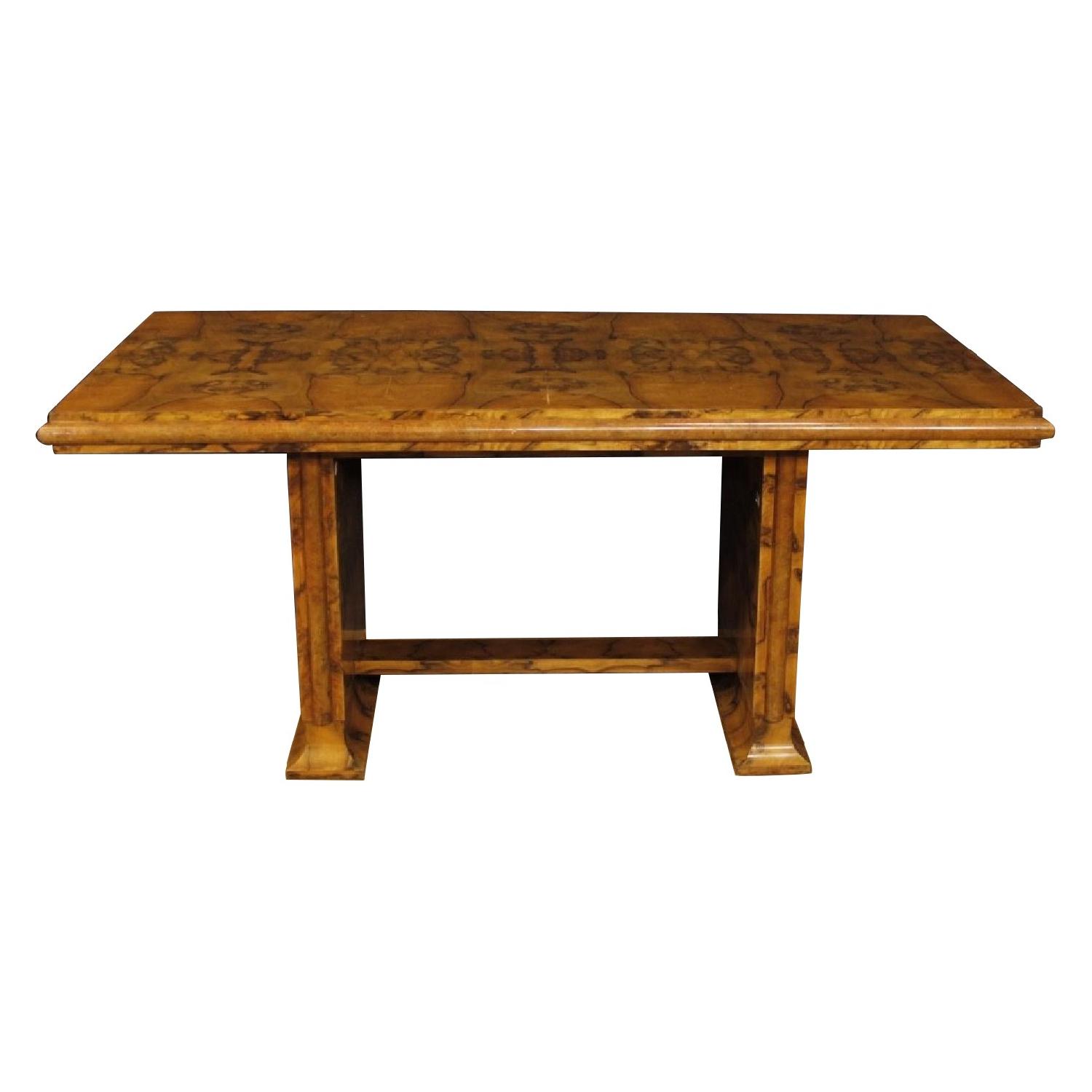 Art Deco Style Italian Dining Table in Burl Walnut Wood AptDeco