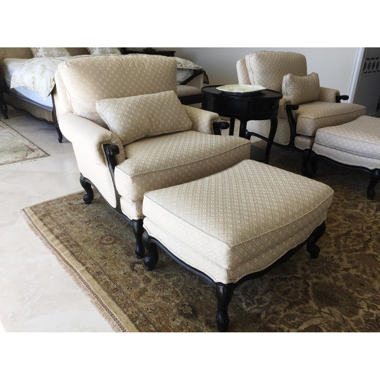 Thomasville Armchairs w/ Ottomans - image-1