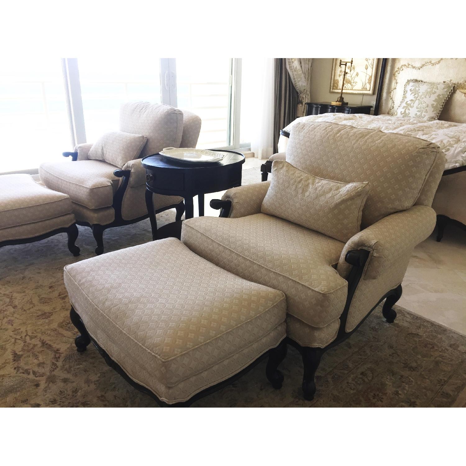 Thomasville Armchairs w/ Ottomans - image-3