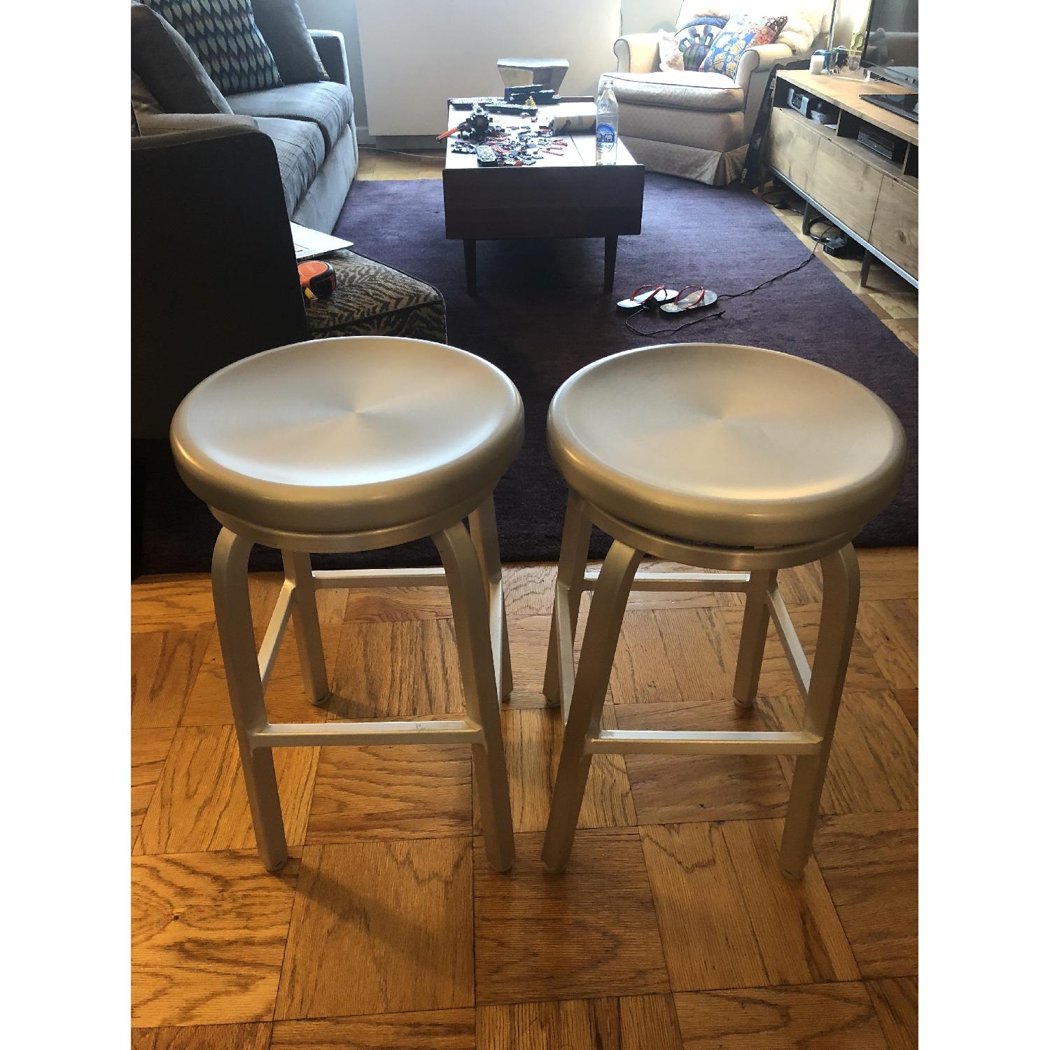Crate & Barrel Spin Swivel Backless Stools AptDeco