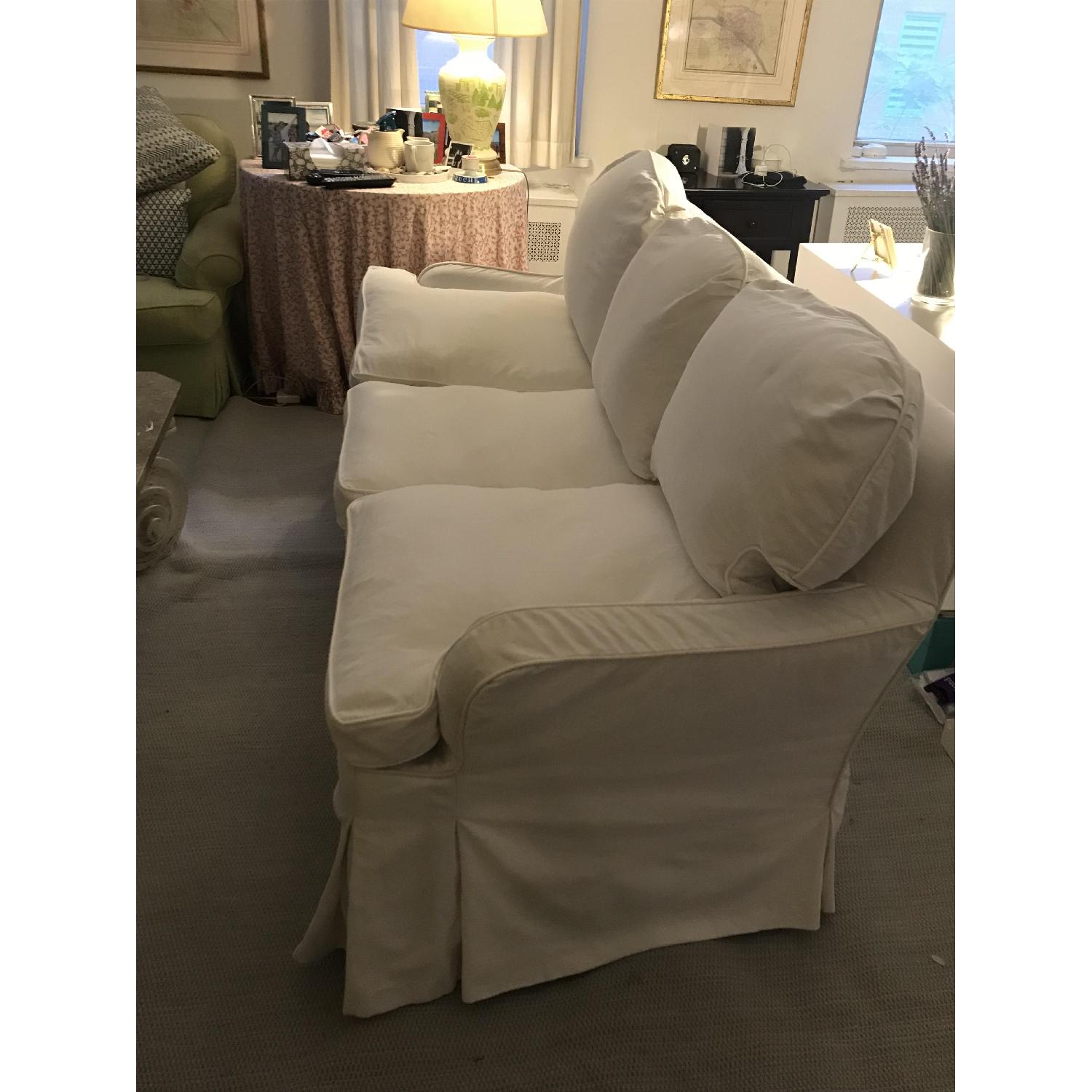 Custom 3 Seater Sofa w/ Feather Down Cushions AptDeco