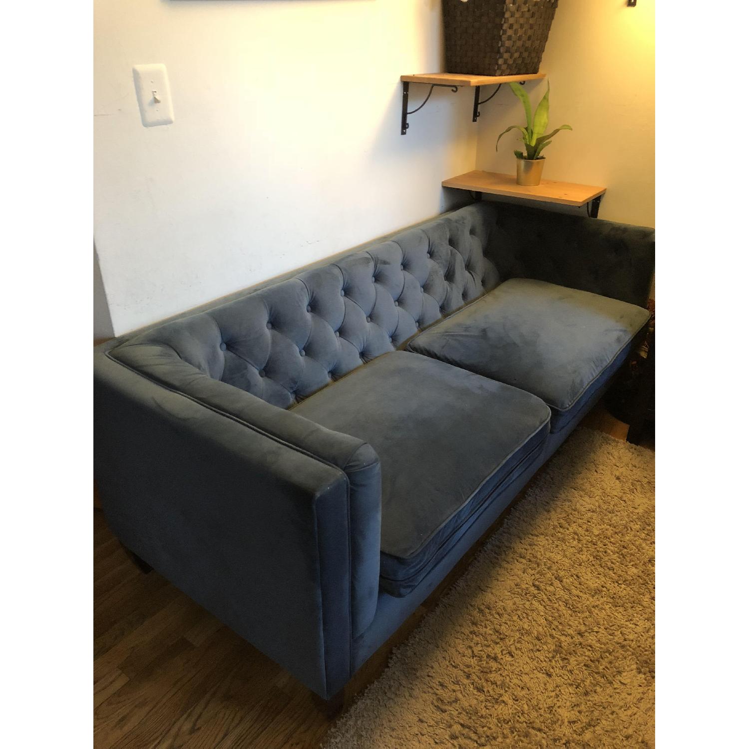 World Market Kendall Blue Velvet Sofa - image-2