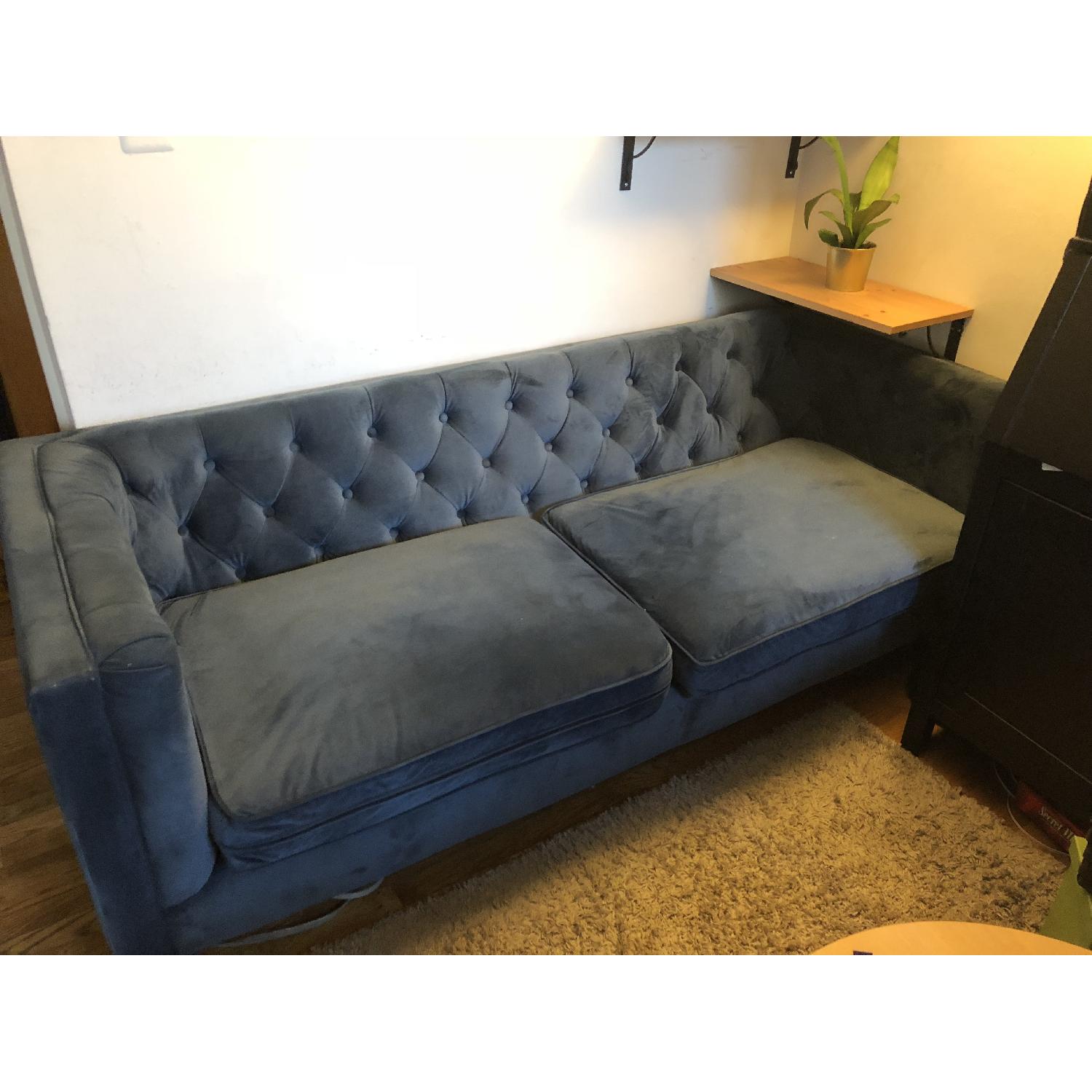World Market Kendall Blue Velvet Sofa - image-3