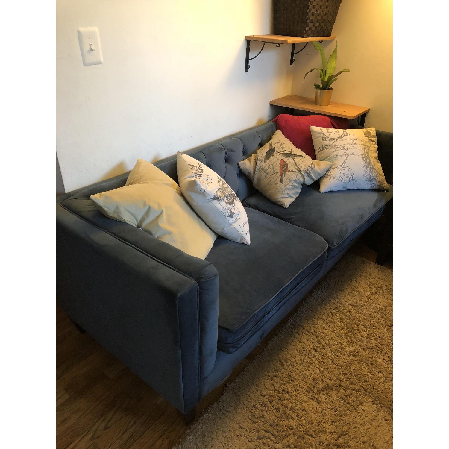 World Market Kendall Blue Velvet Sofa - image-4