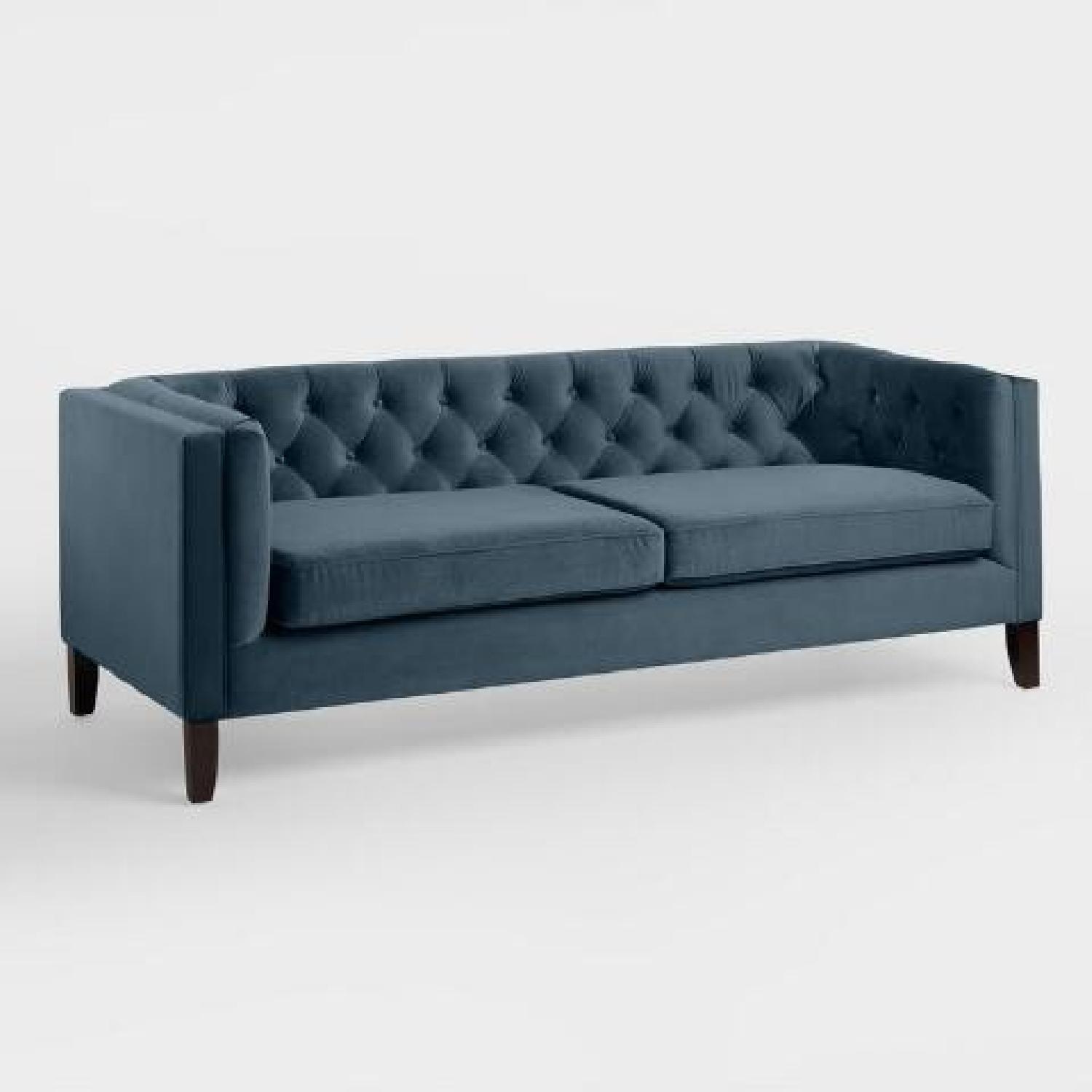 World Market Kendall Blue Velvet Sofa - image-5