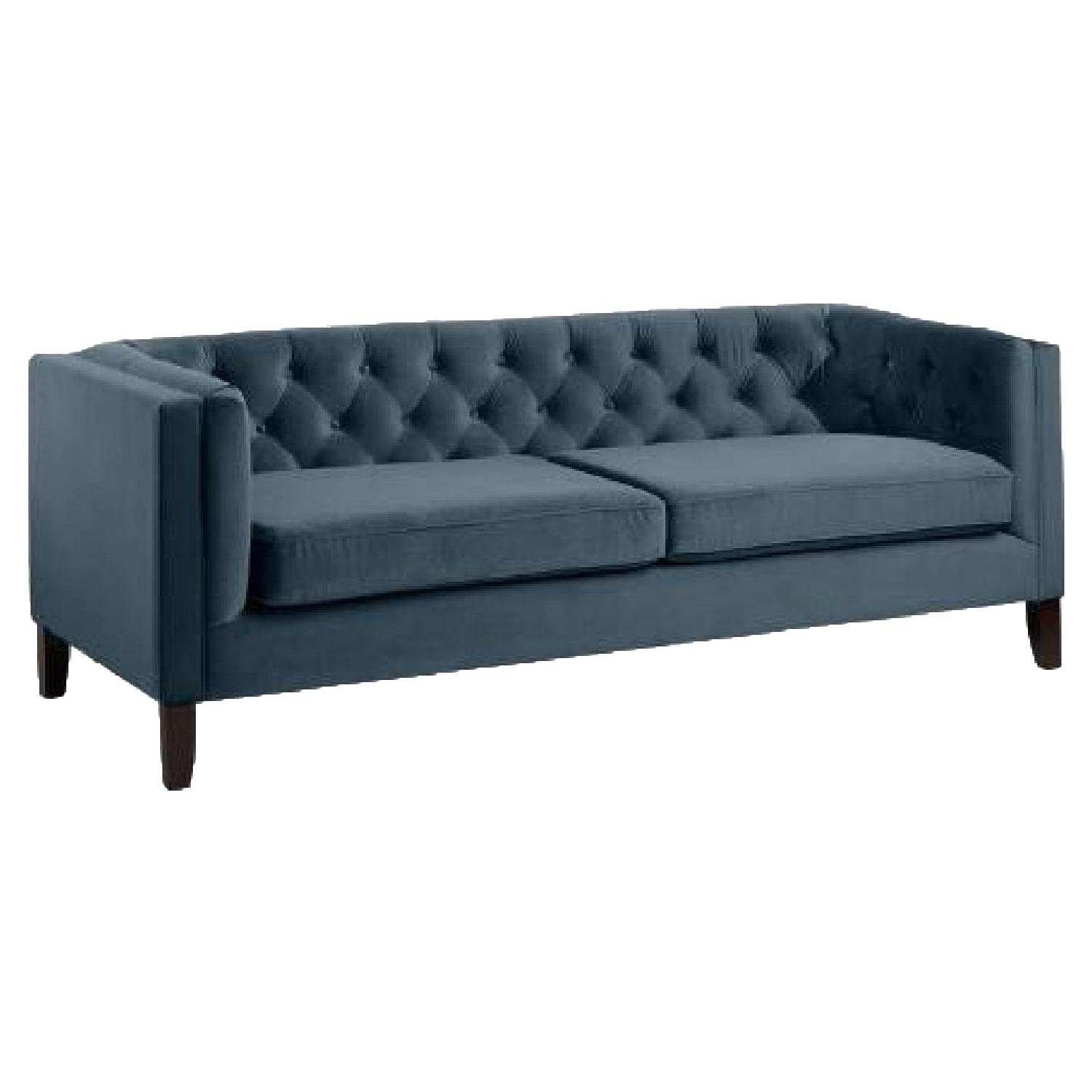 World Market Kendall Blue Velvet Sofa - image-0