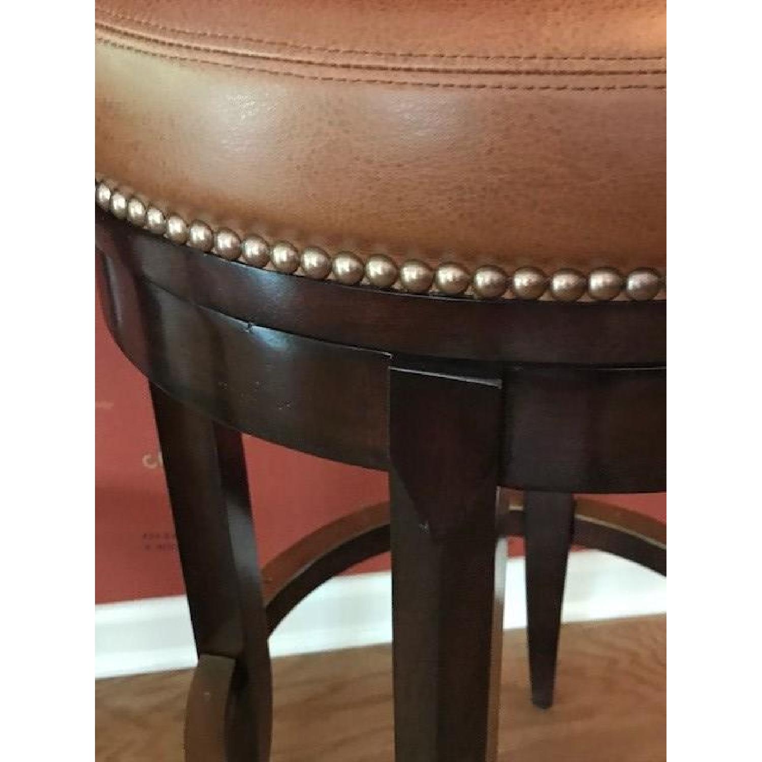 Woodbridge Furniture Light Brown Leather Swivel Bar Stools - image-4