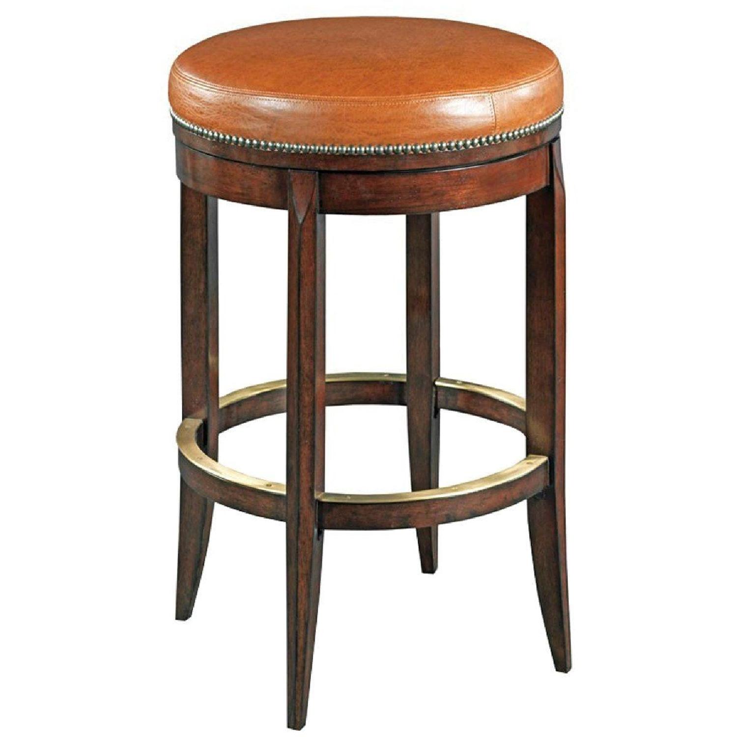 Woodbridge Furniture Light Brown Leather Swivel Bar Stools AptDeco