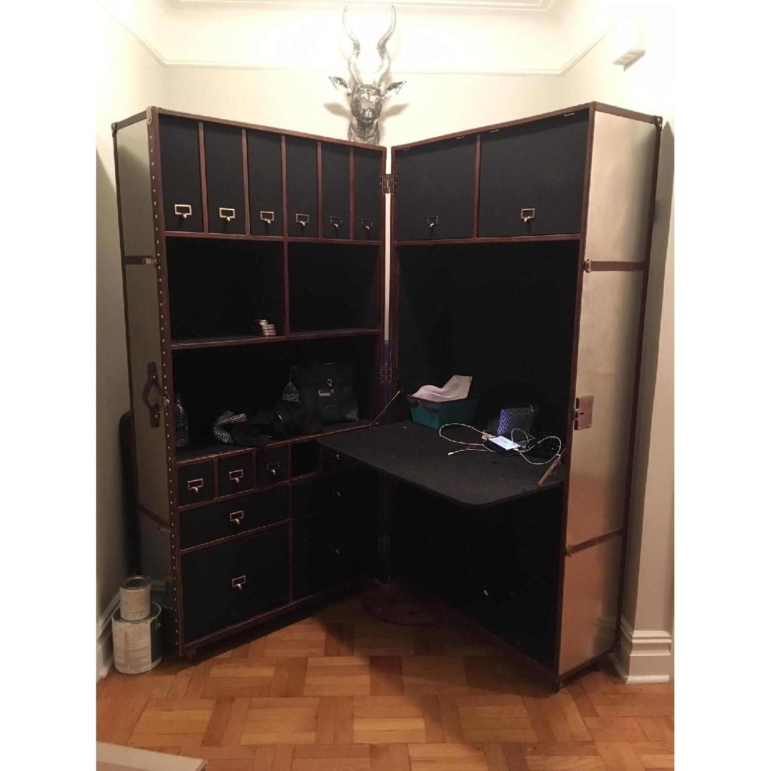 Restoration Hardware Mayfair Steamer Trunk Secretary - image-3