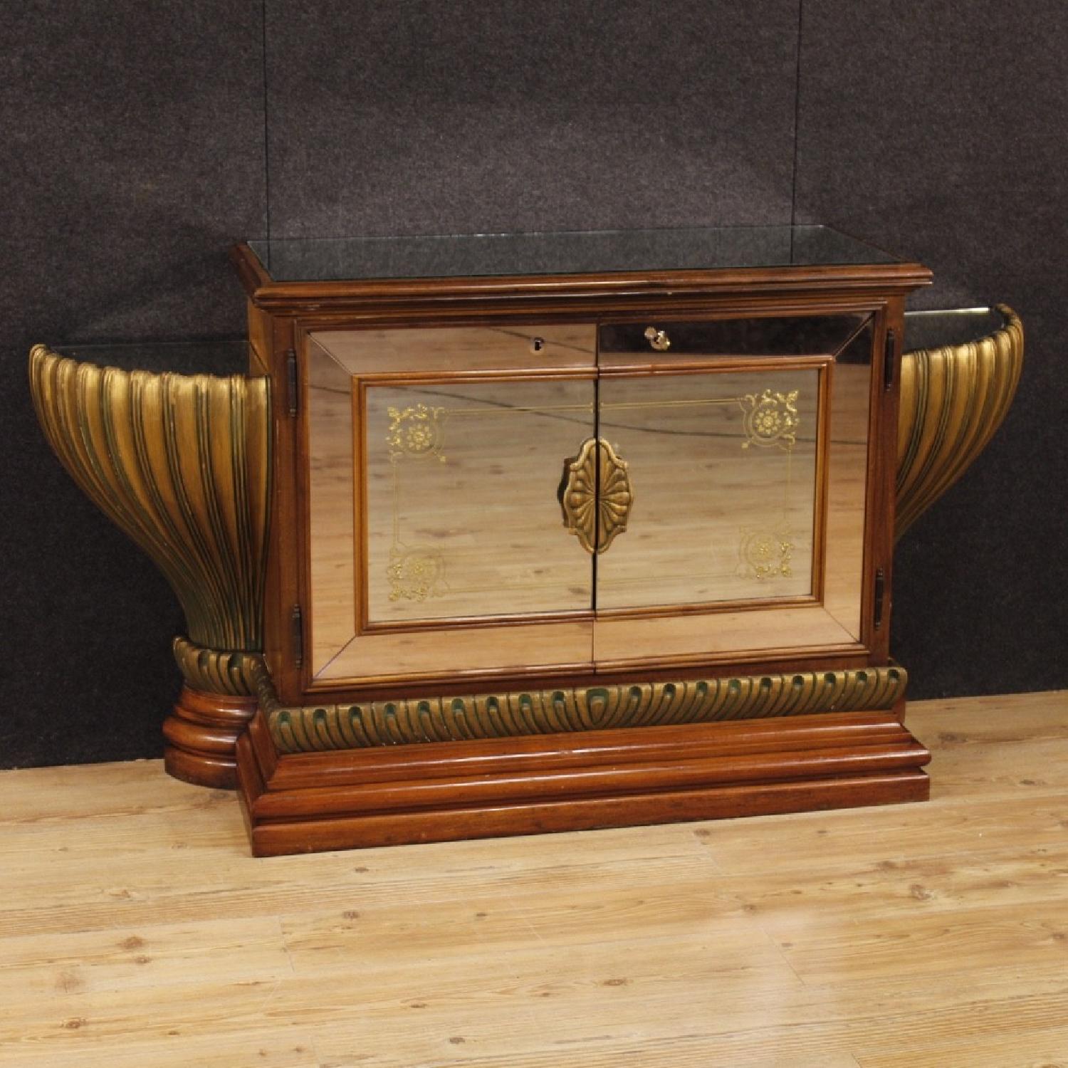 Italian Sideboard in Lacquered & Gilded Wood w/ Mirrors - image-0