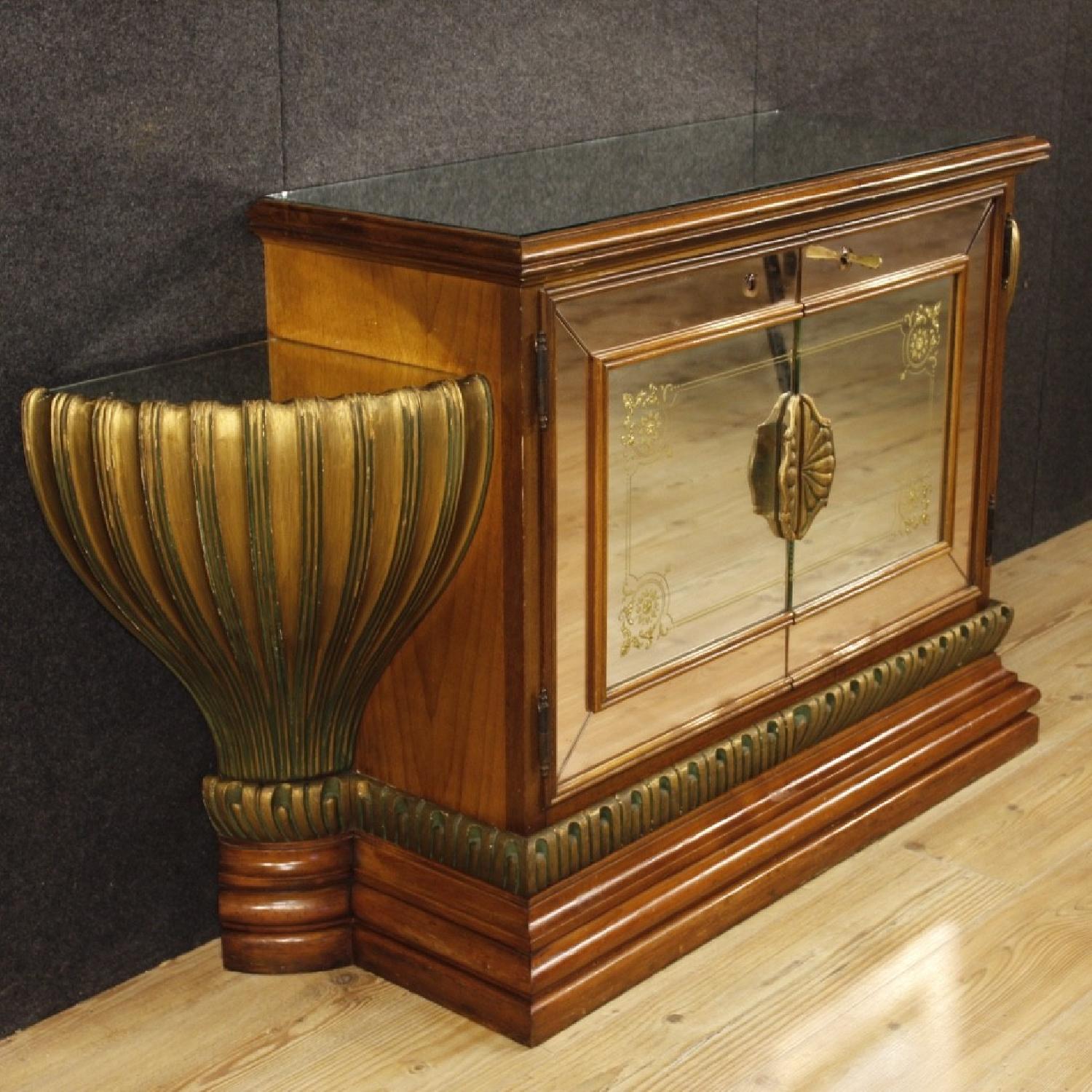 Italian Sideboard in Lacquered & Gilded Wood w/ Mirrors - image-1
