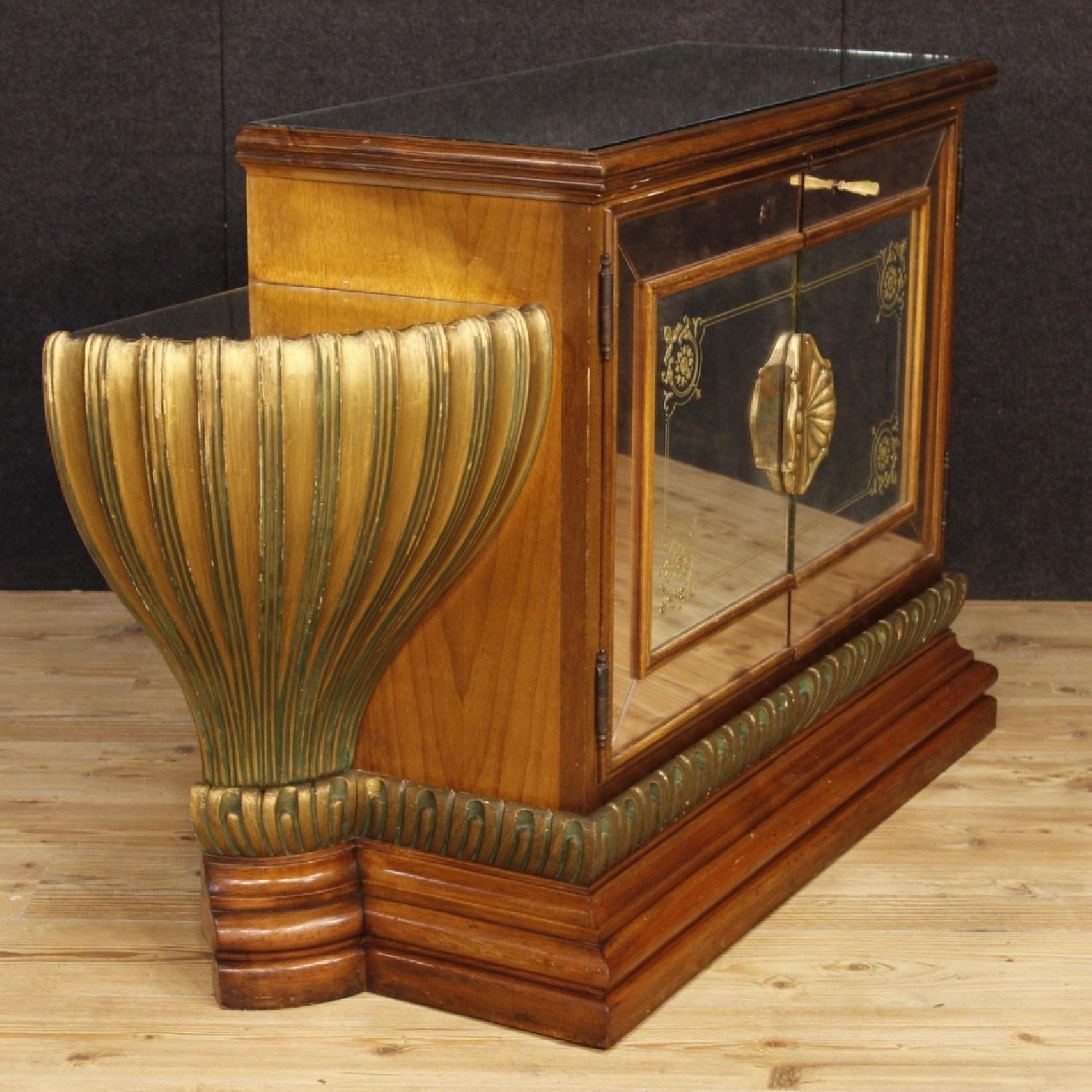 Italian Sideboard in Lacquered & Gilded Wood w/ Mirrors - image-4