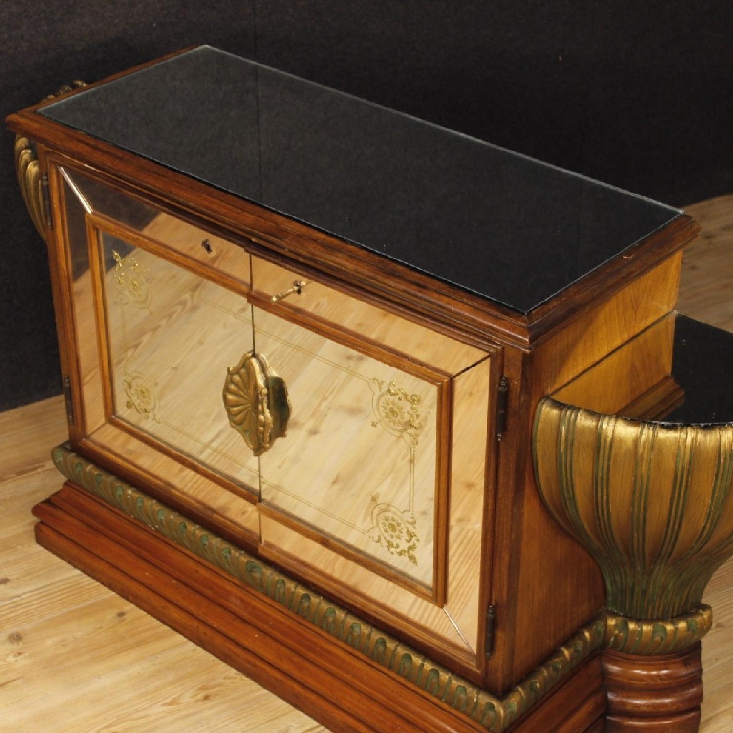 Italian Sideboard in Lacquered & Gilded Wood w/ Mirrors - image-11