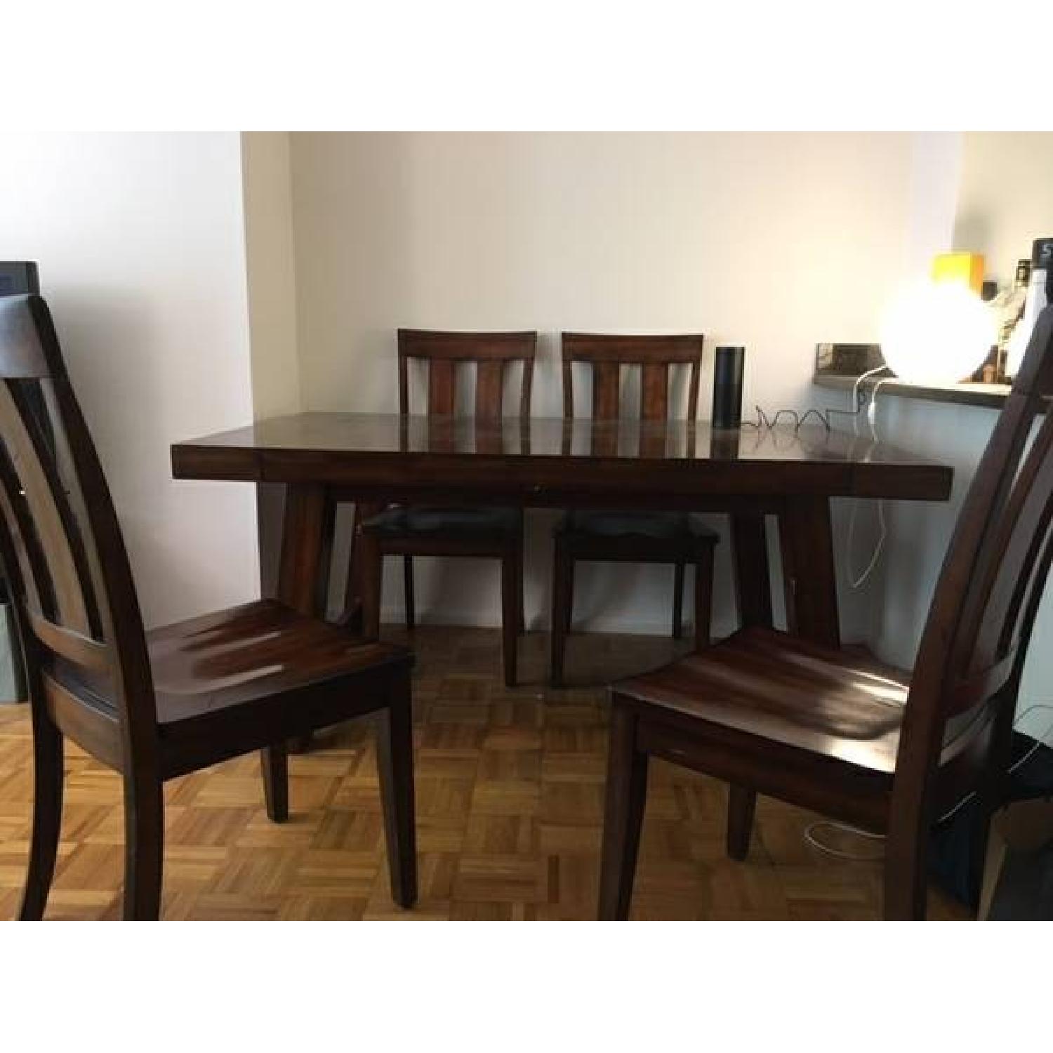 Solid Oak Dining Table w/ 4 Chairs - AptDeco