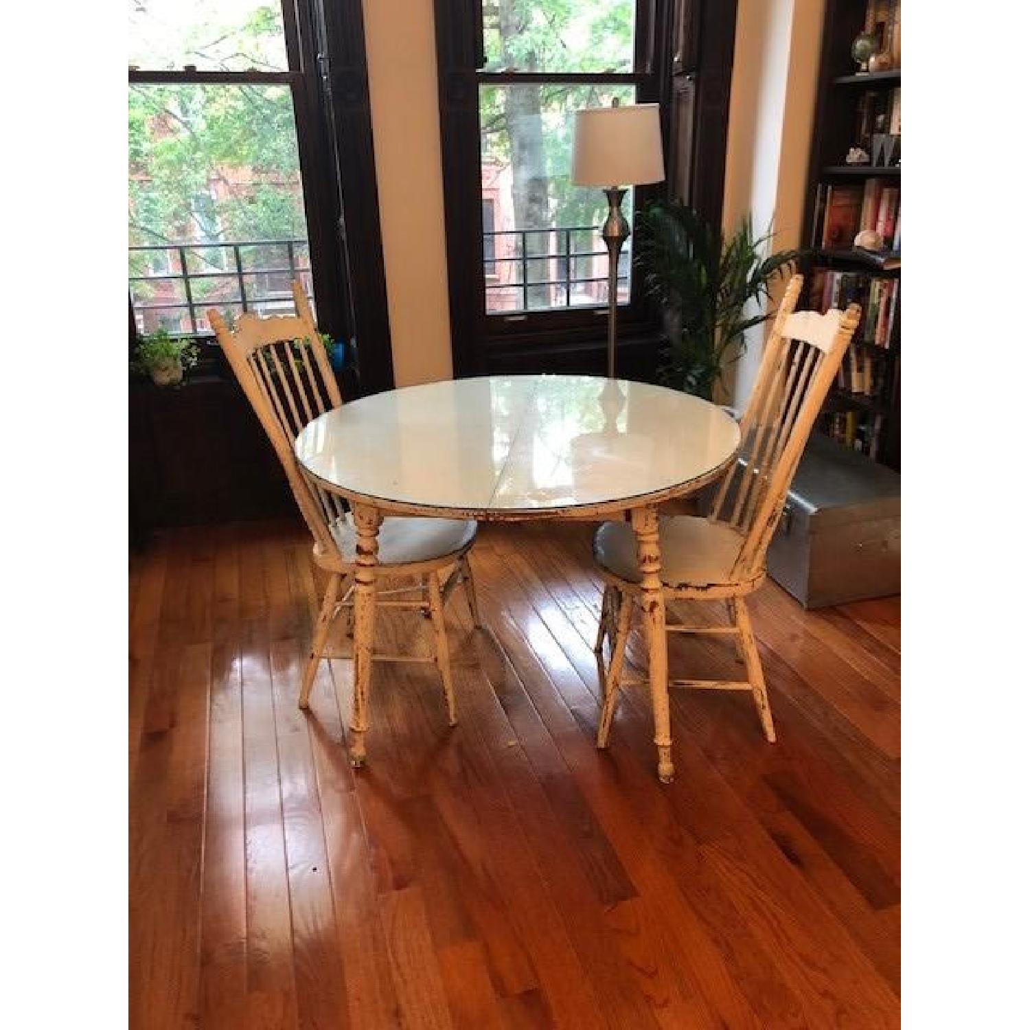 Shabby Chic Round Dining Table w/ 2 Chairs - image-1