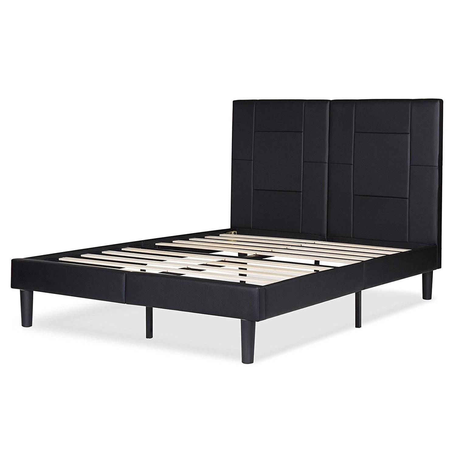 Full Size Faux Leather Black Bed Frame AptDeco