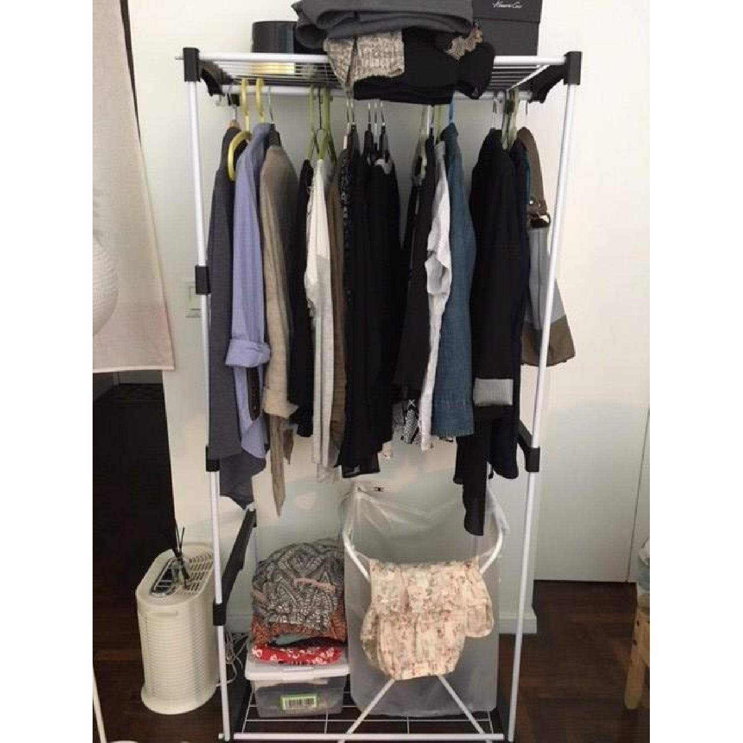 AmazonBasics Double Rod Freestanding Closet in White AptDeco