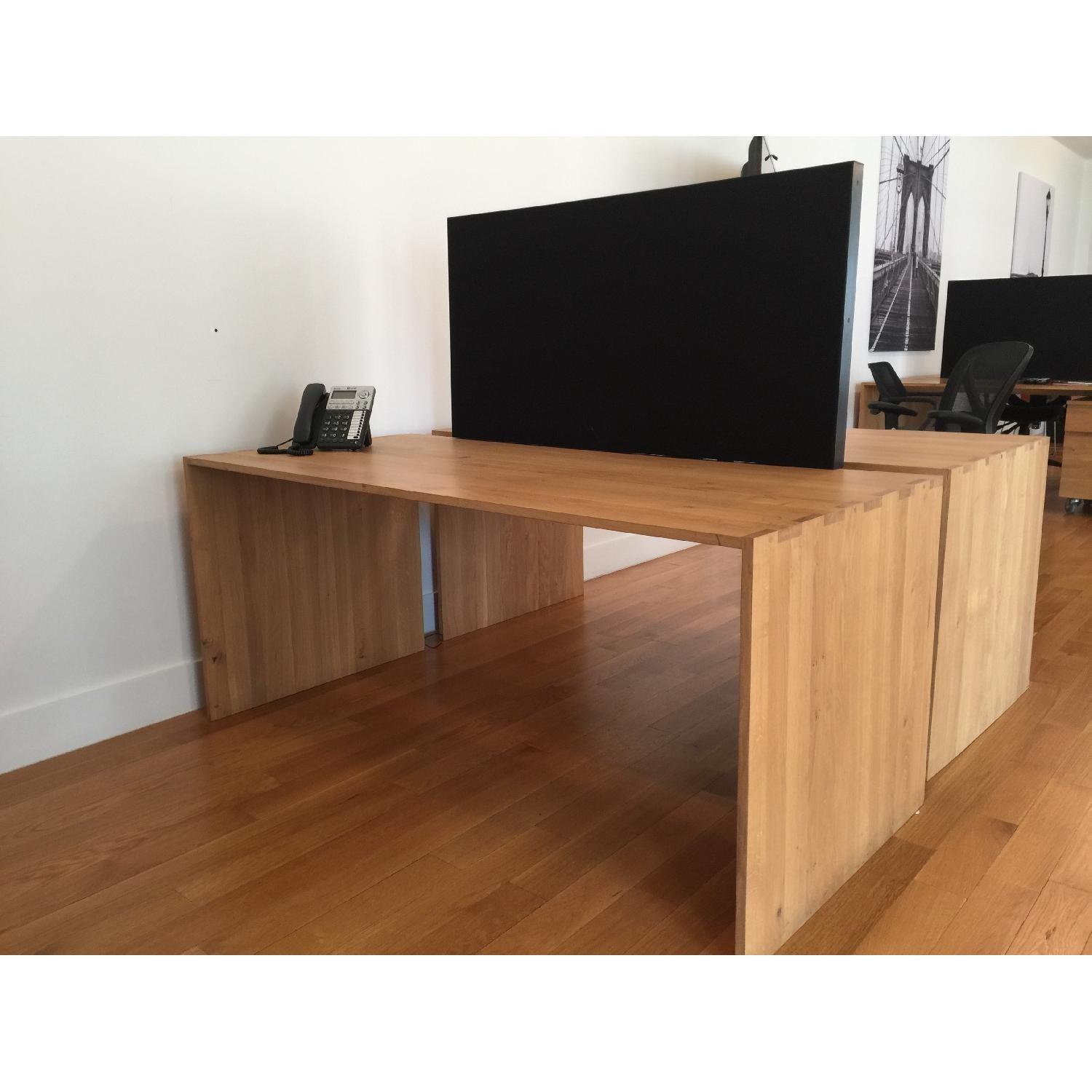 Crate & Barrel Oak Wood Modern Desk - image-1
