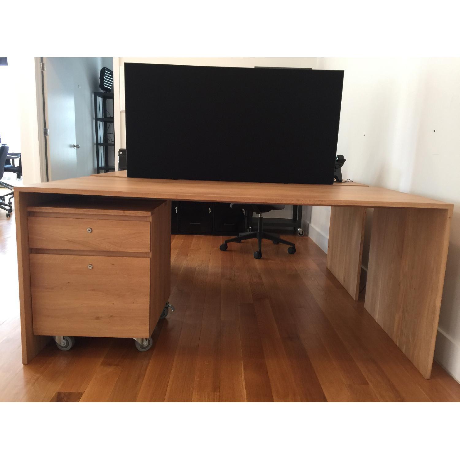 Crate & Barrel Oak Wood Modern Desk - image-2