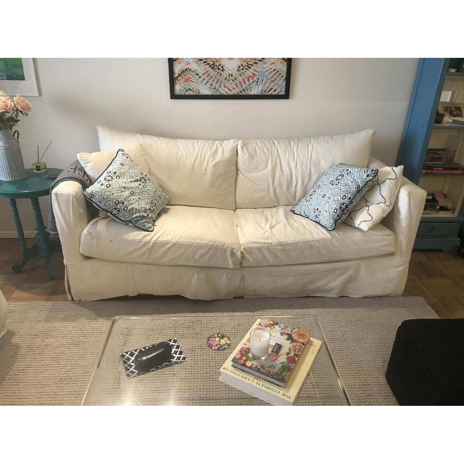 Crate & Barrel Willow Modern Slipcovered Queen Sleeper Sofa AptDeco