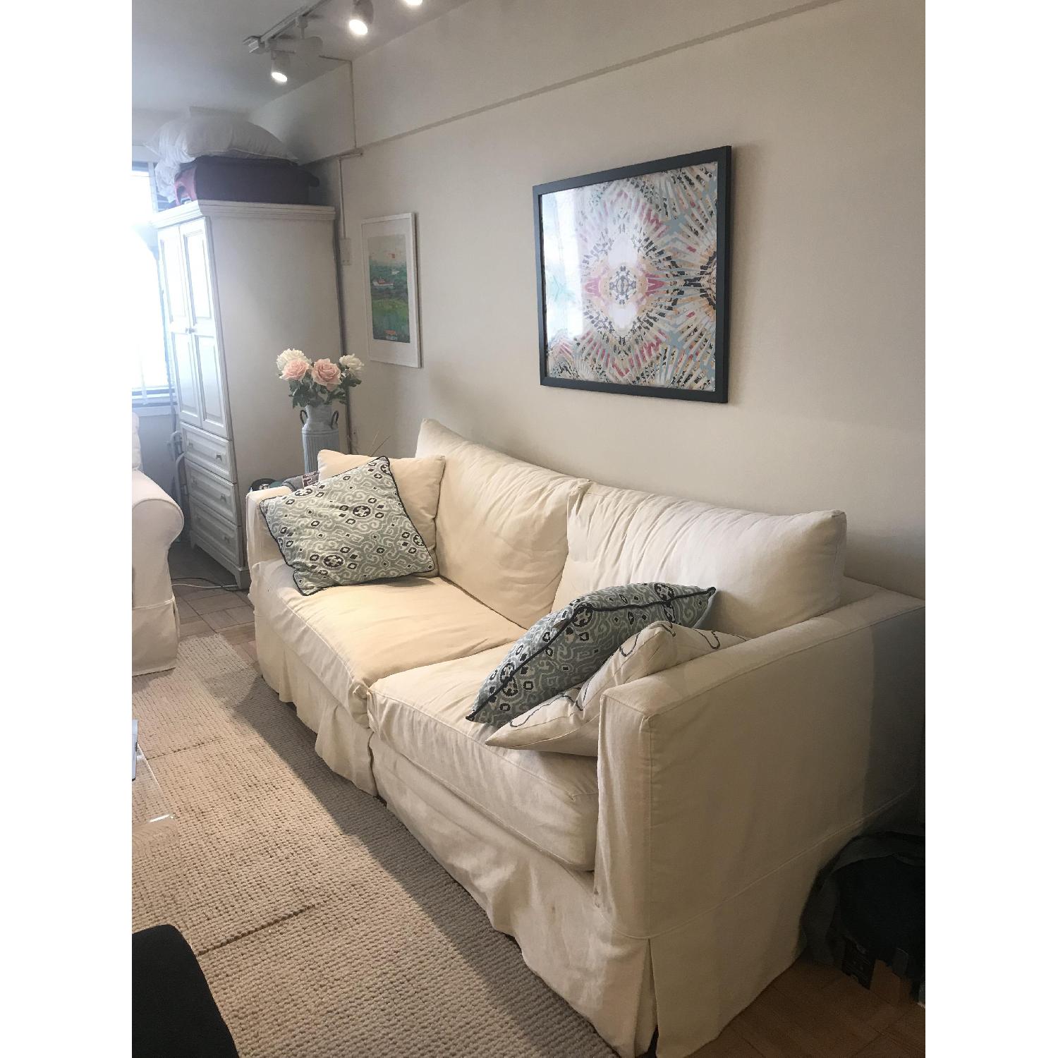 Crate & Barrel Willow Modern Slipcovered Queen Sleeper Sofa AptDeco