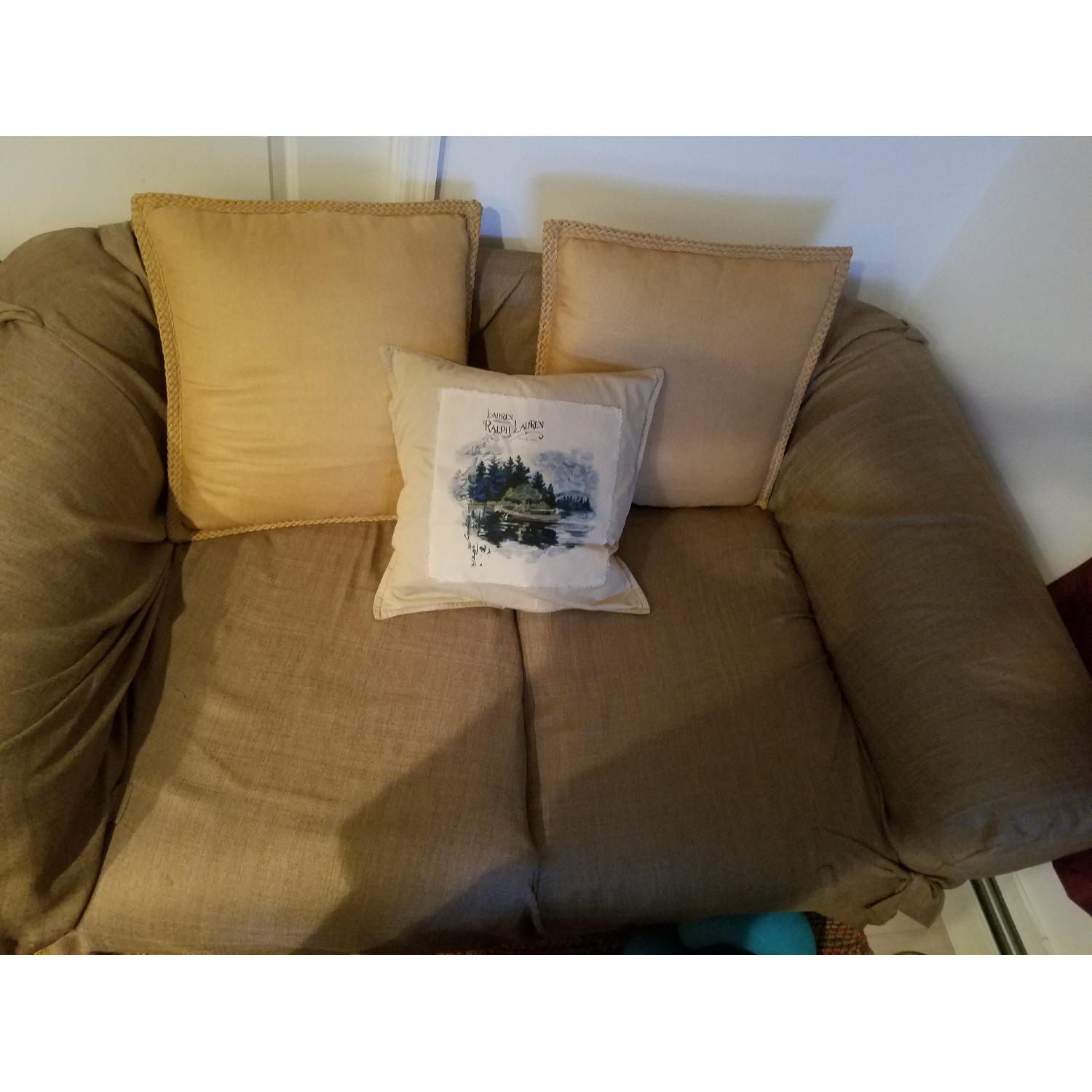 Beige Microsuede Loveseat - image-2