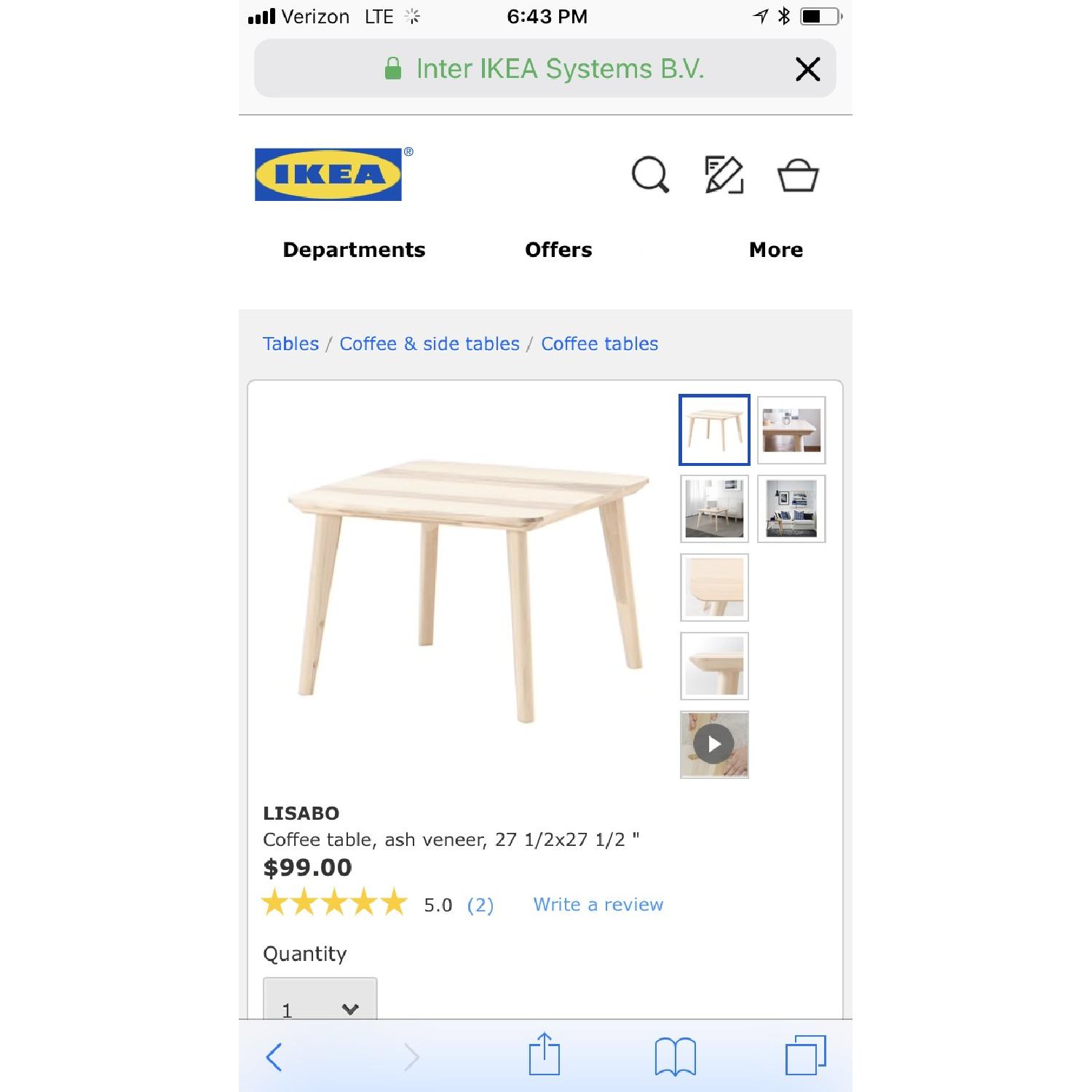 Ikea Lisabo Ash Veneer Coffee Table - image-3