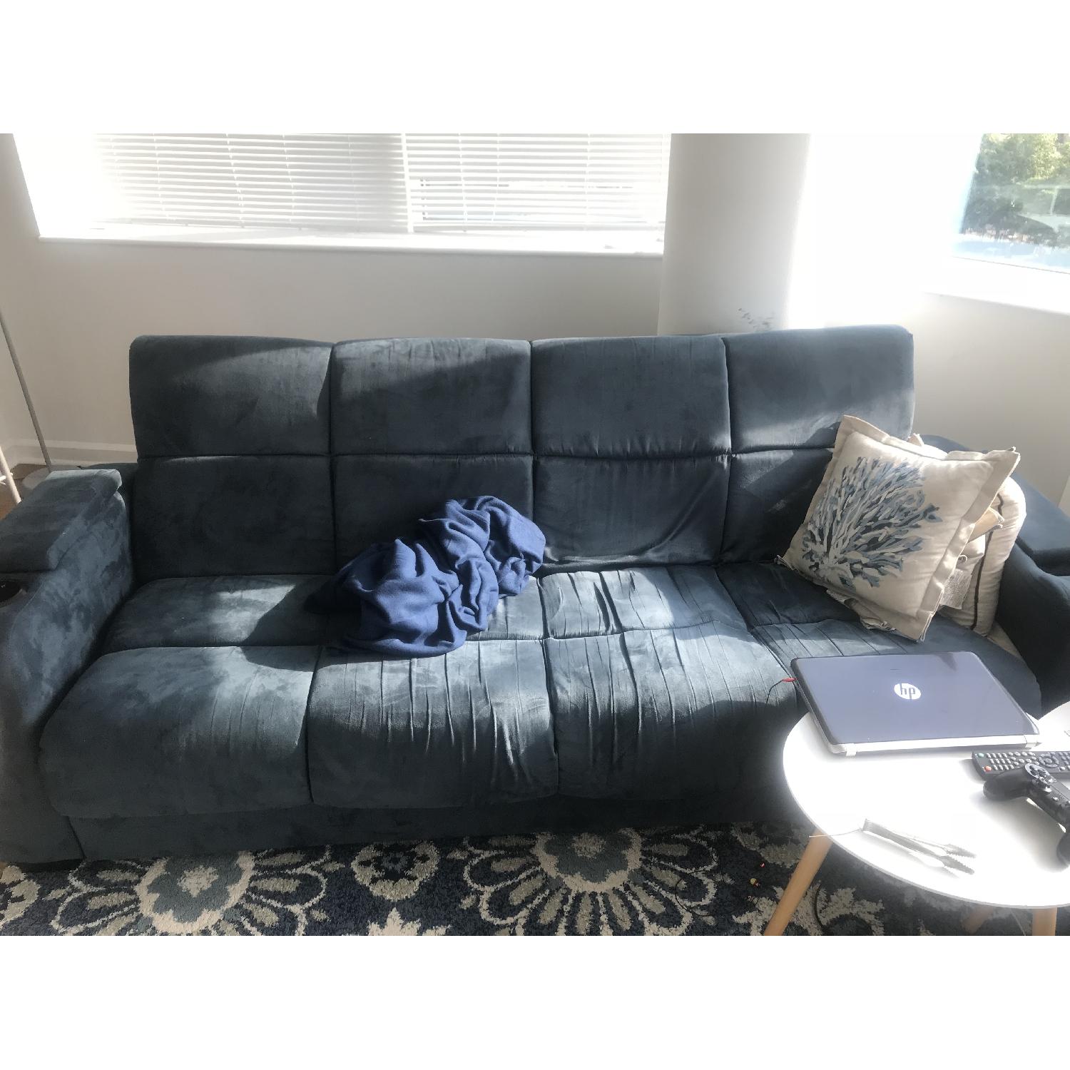 Mainstays Tyler Microfiber Storage Arm Futon - image-1