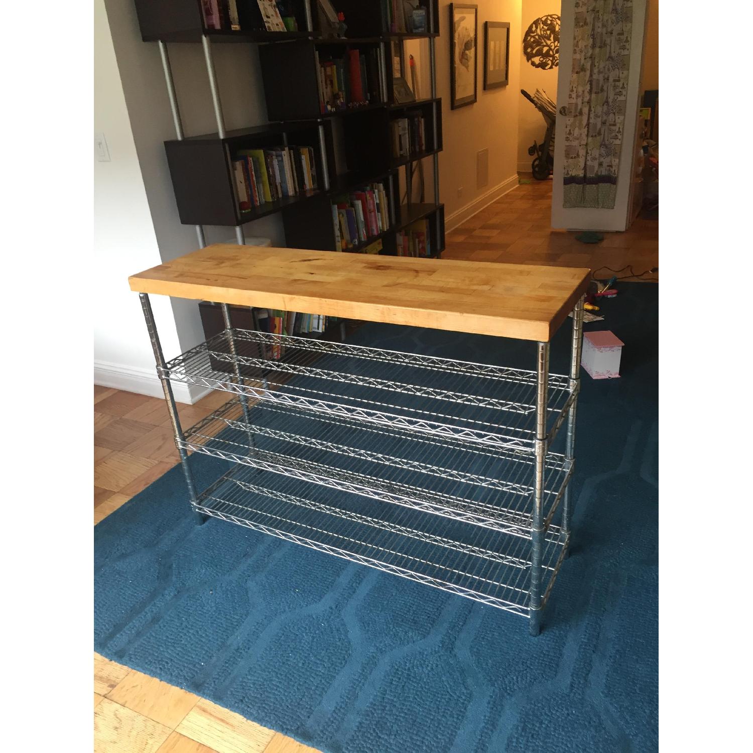 Bowery Custom Butcher Block Stainless Steel Kitchen Island AptDeco