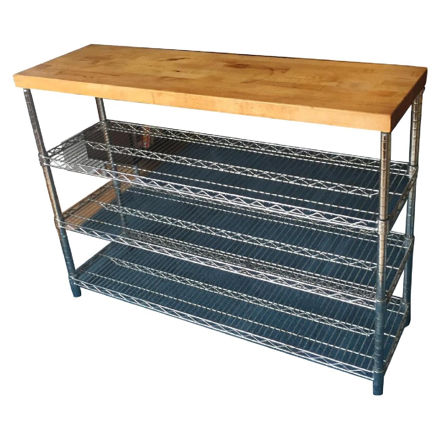 Bowery Custom Butcher Block Stainless Steel Kitchen Island AptDeco